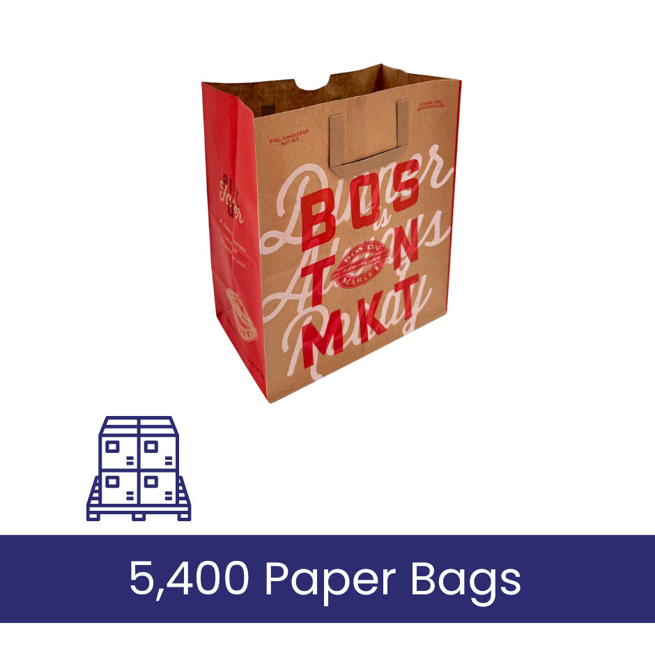 Paper Bag with Handle, Boston Market. Case of 300.