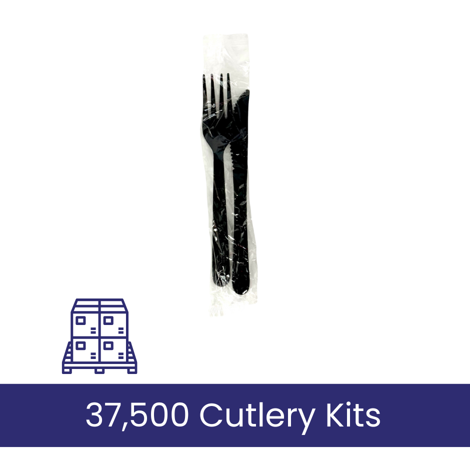 Plastic Fork & Knife Set, wrapped. Case of 500 sets.
