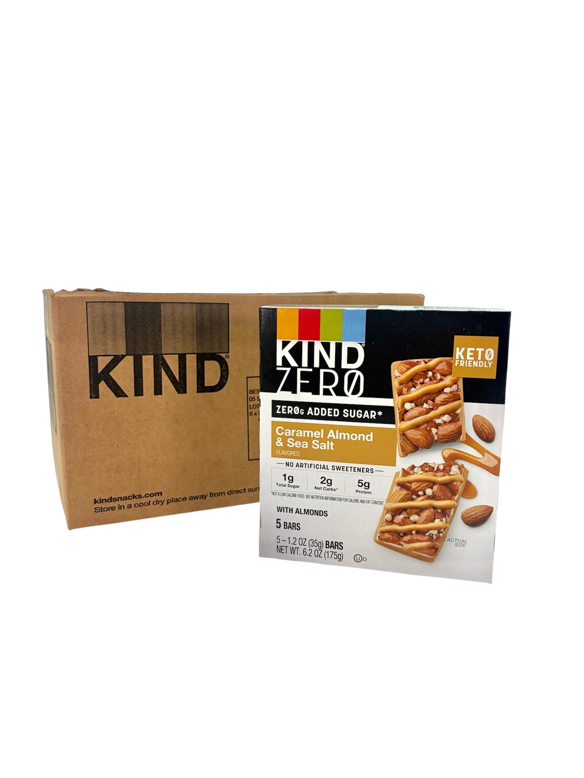 KIND Zero Caramel Almond & Sea Salt bars, 5 bars per pack - case of 6 packs