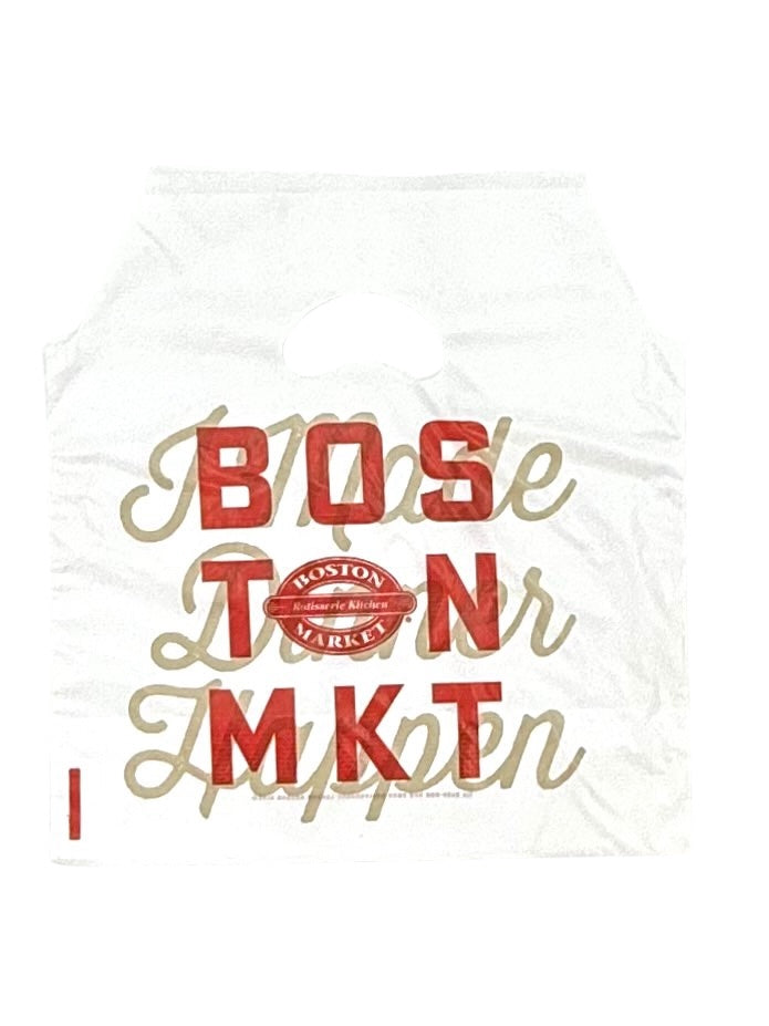 Small Plastic Carry Out Bag, Boston Market, 1000 Count Case