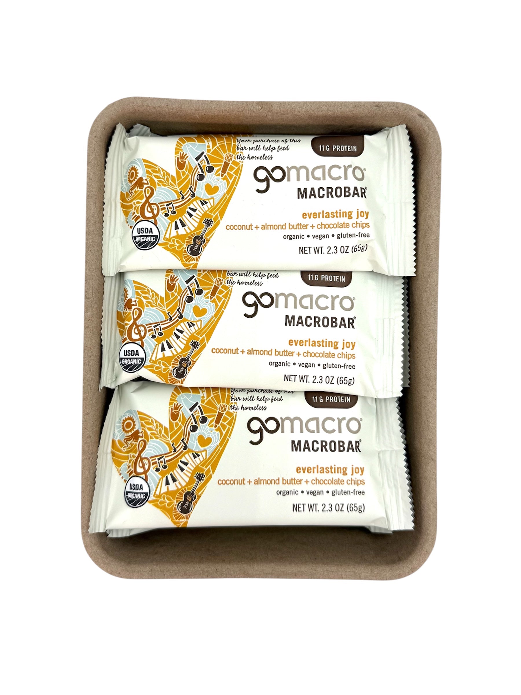 Protein Bar. GoMacro Brand. Pack of 12 bars.