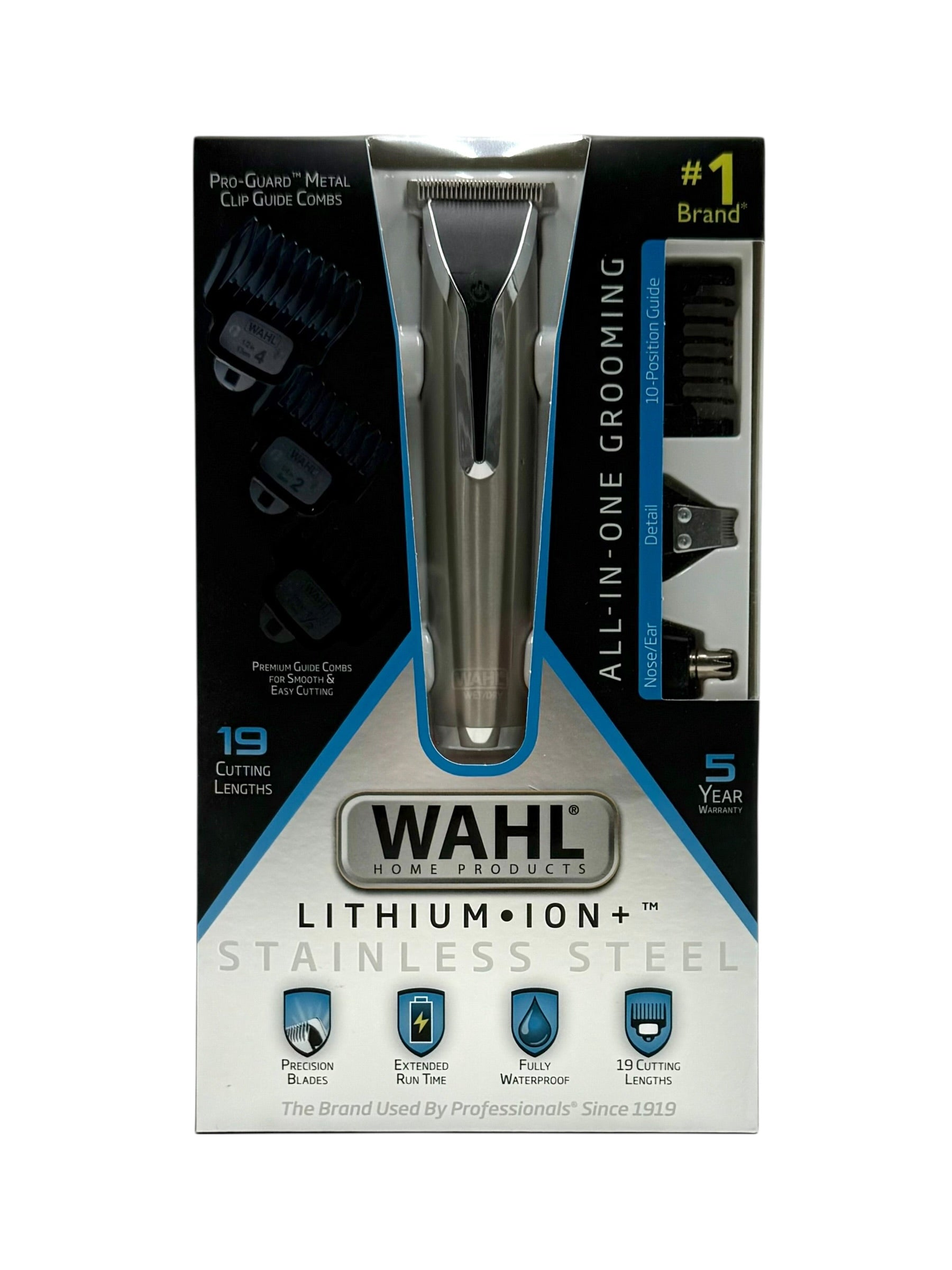 Wahl All-In-One Stainless Steel Cordless Electric Beard Trimmer, Detailer & Nose Trimmer