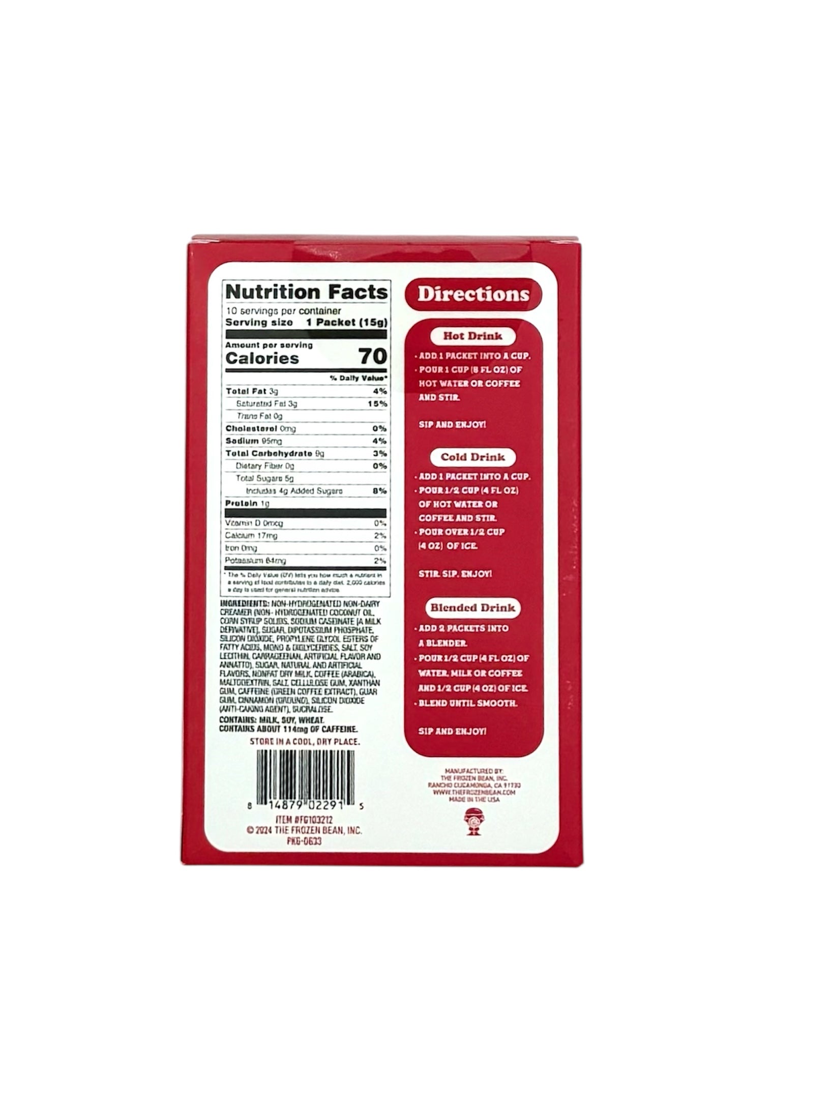 Latte & Frappe Instant Drink Mix - 5.3 oz. Carton, Case of 8 Cartons.