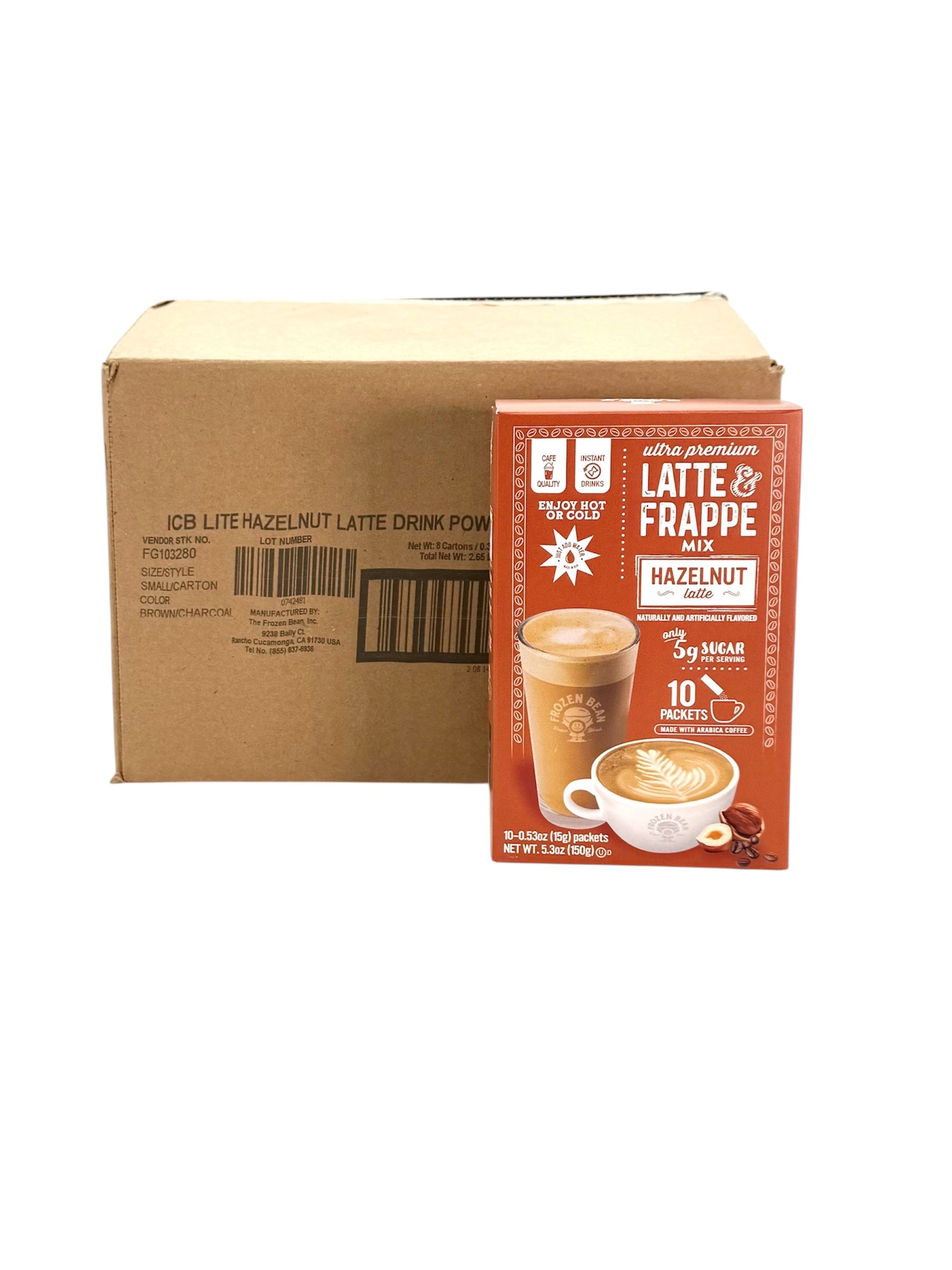 Latte & Frappe Instant Drink Mix - 5.3 oz. Carton, Case of 8 Cartons.