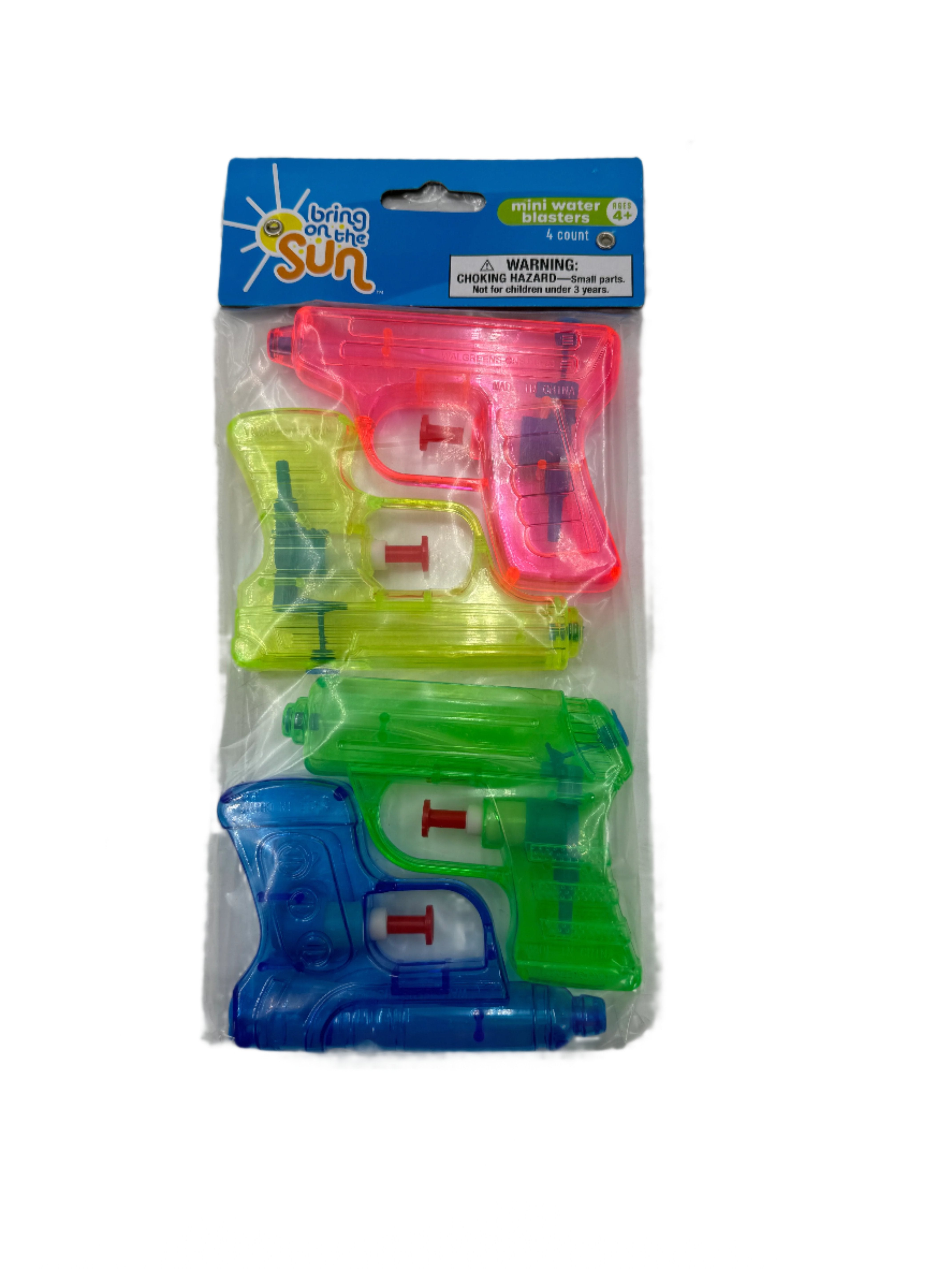Mini Water Blasters. Set of 4 Blasters. Bring on the Sun Brand