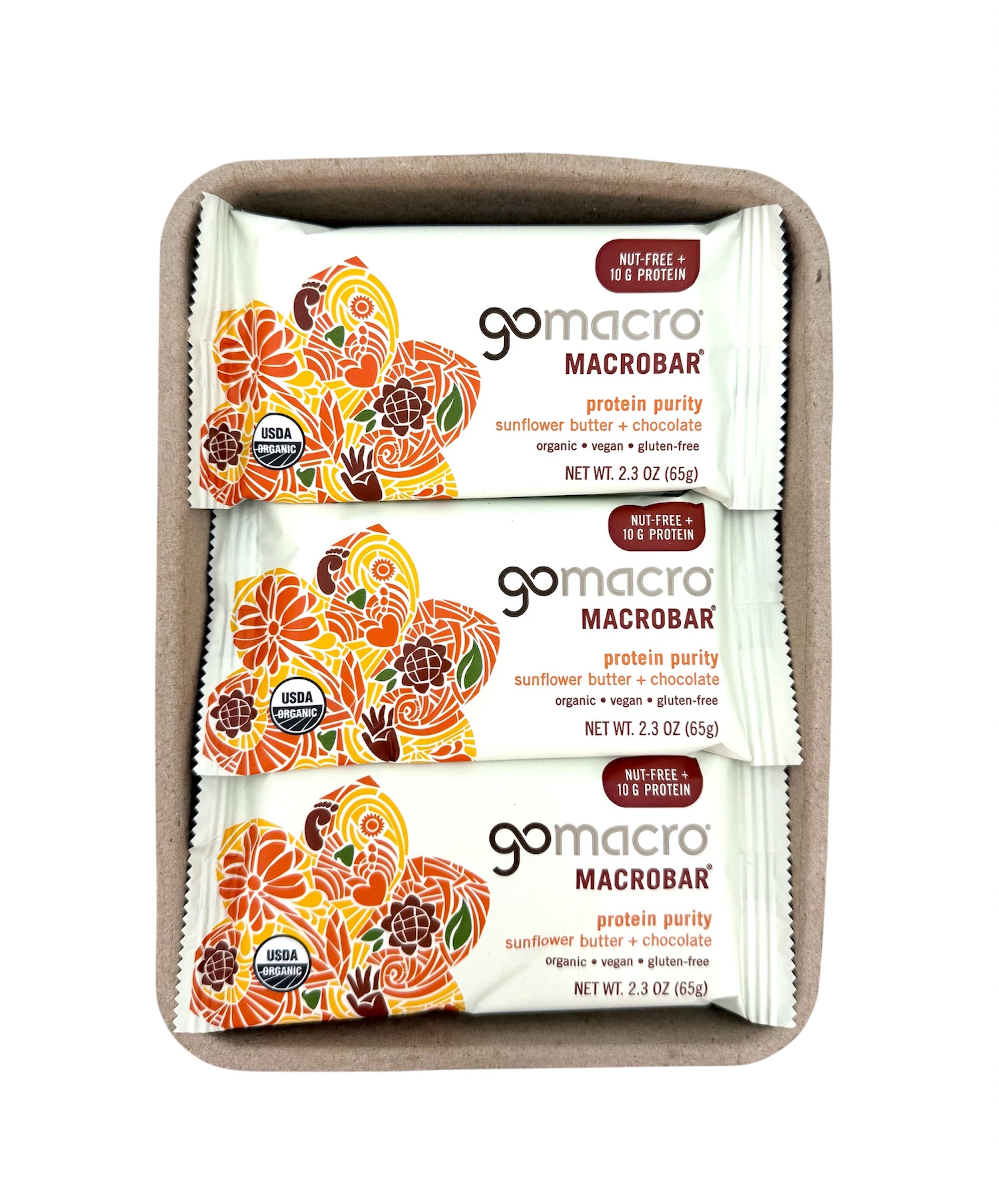 Sunflower Butter + ChocolateProtein Bars, Gluten Free, GoMacro Brand - Case of 144 Bars