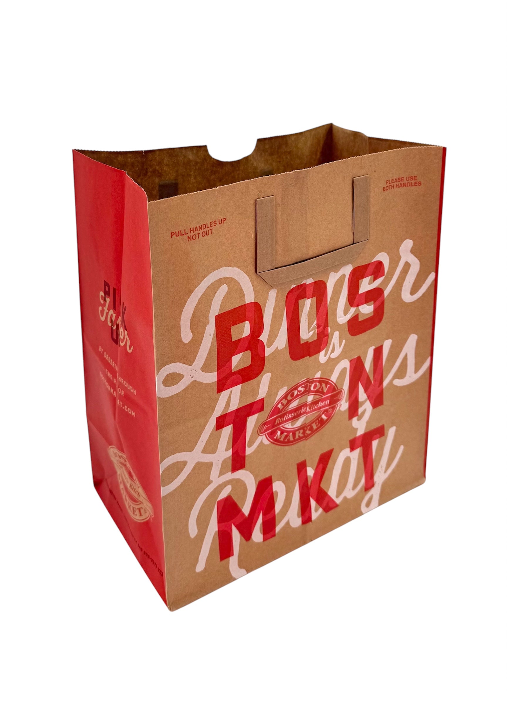 Paper Bag with Handle, Boston Market. Case of 300.