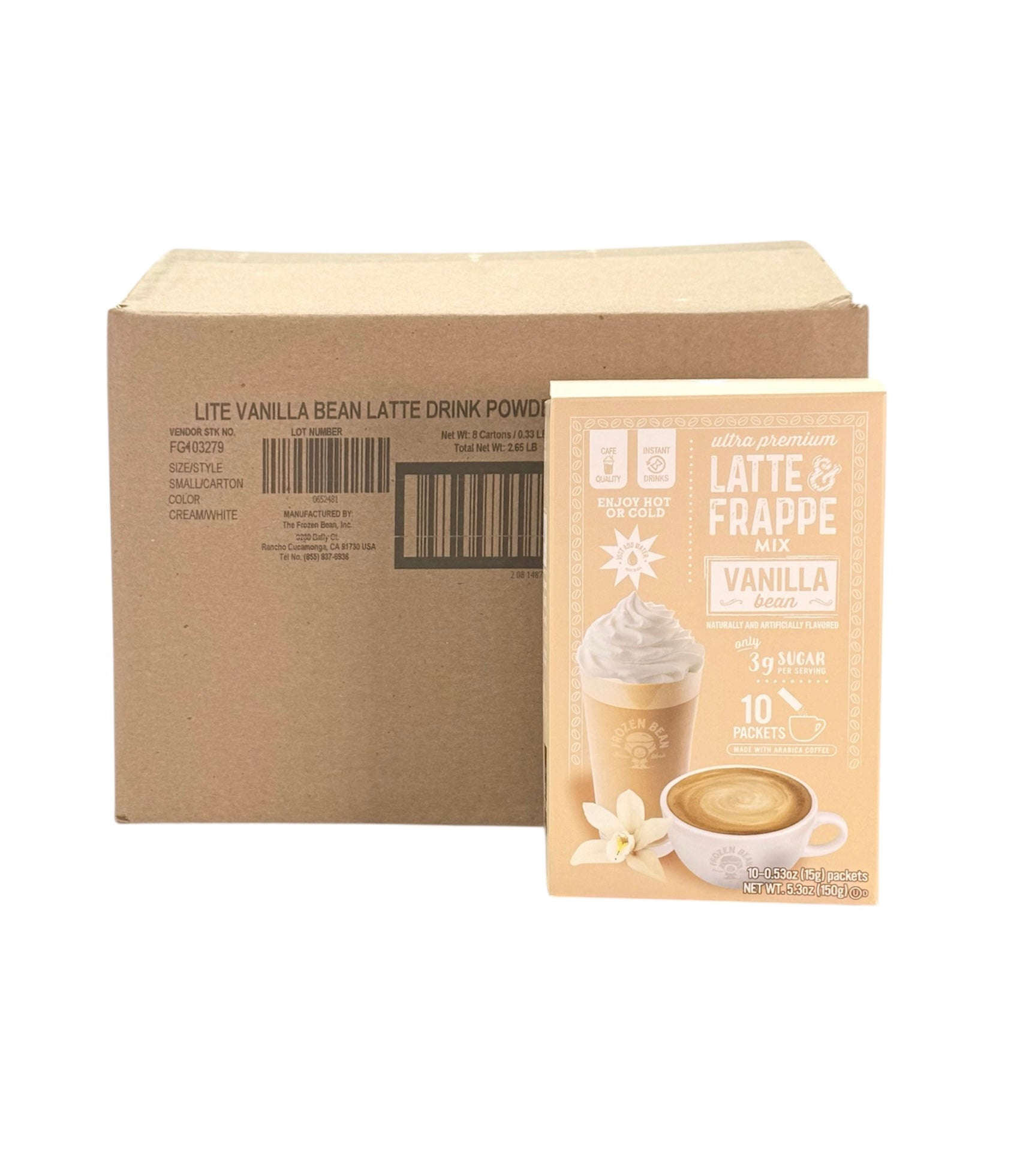 Latte & Frappe Instant Drink Mix - 5.3 oz. Carton, Case of 8 Cartons.