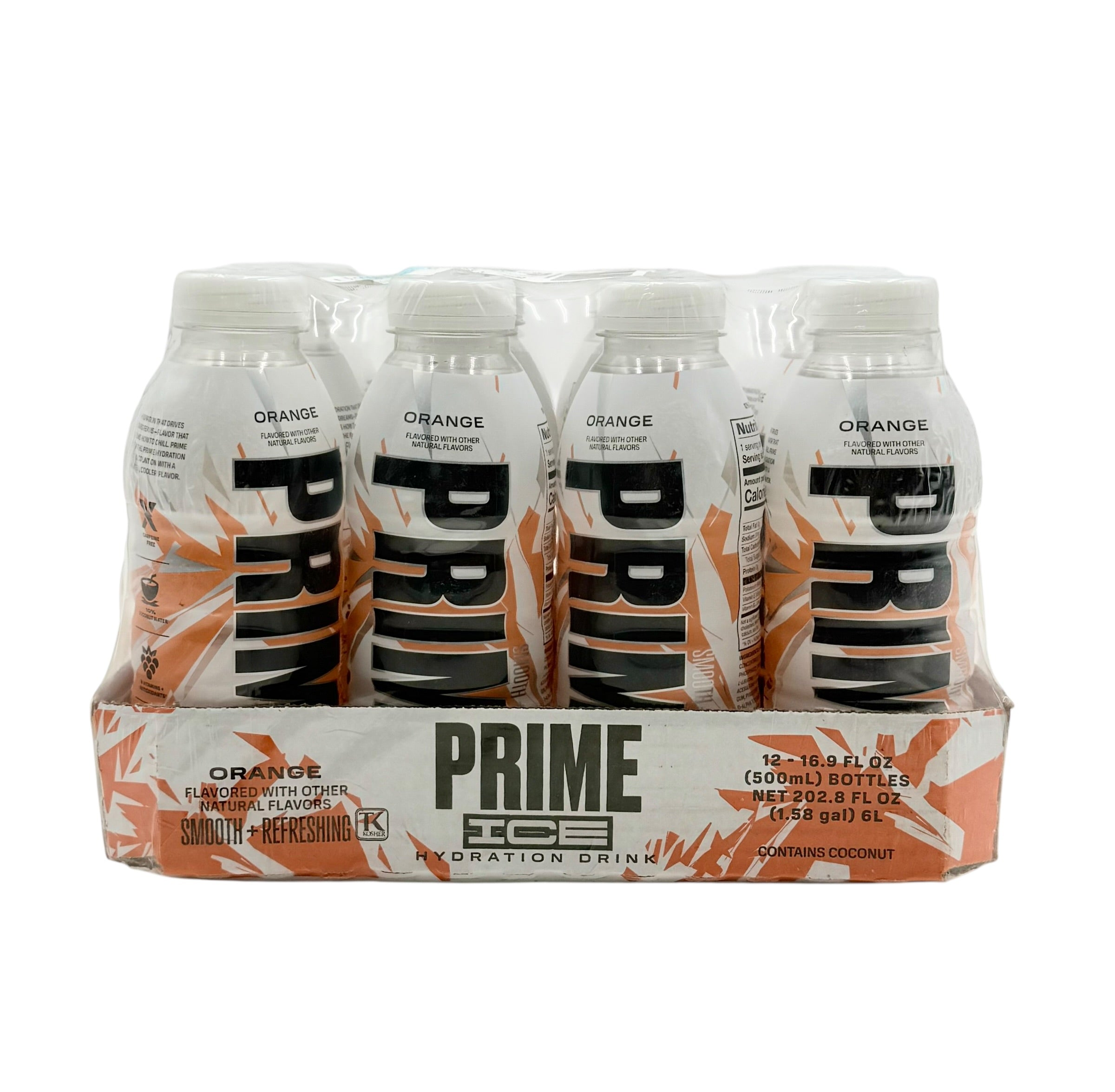 Prime Ice Hydration, Orange - 16.9oz Bottle, Case of 12 Bottles
