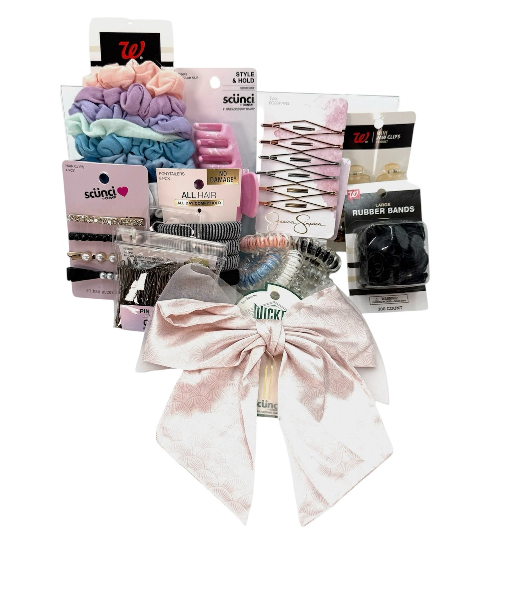 Hair Accessories - Assorted Styles. Bag of 10. Assorted brands, sizes, styles, and colors.