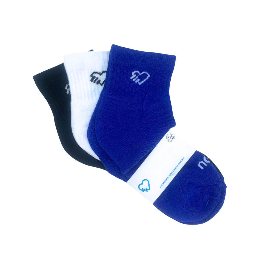 Mid Crew Socks, EvolveYou Brand - Size S/M - 3 Pack