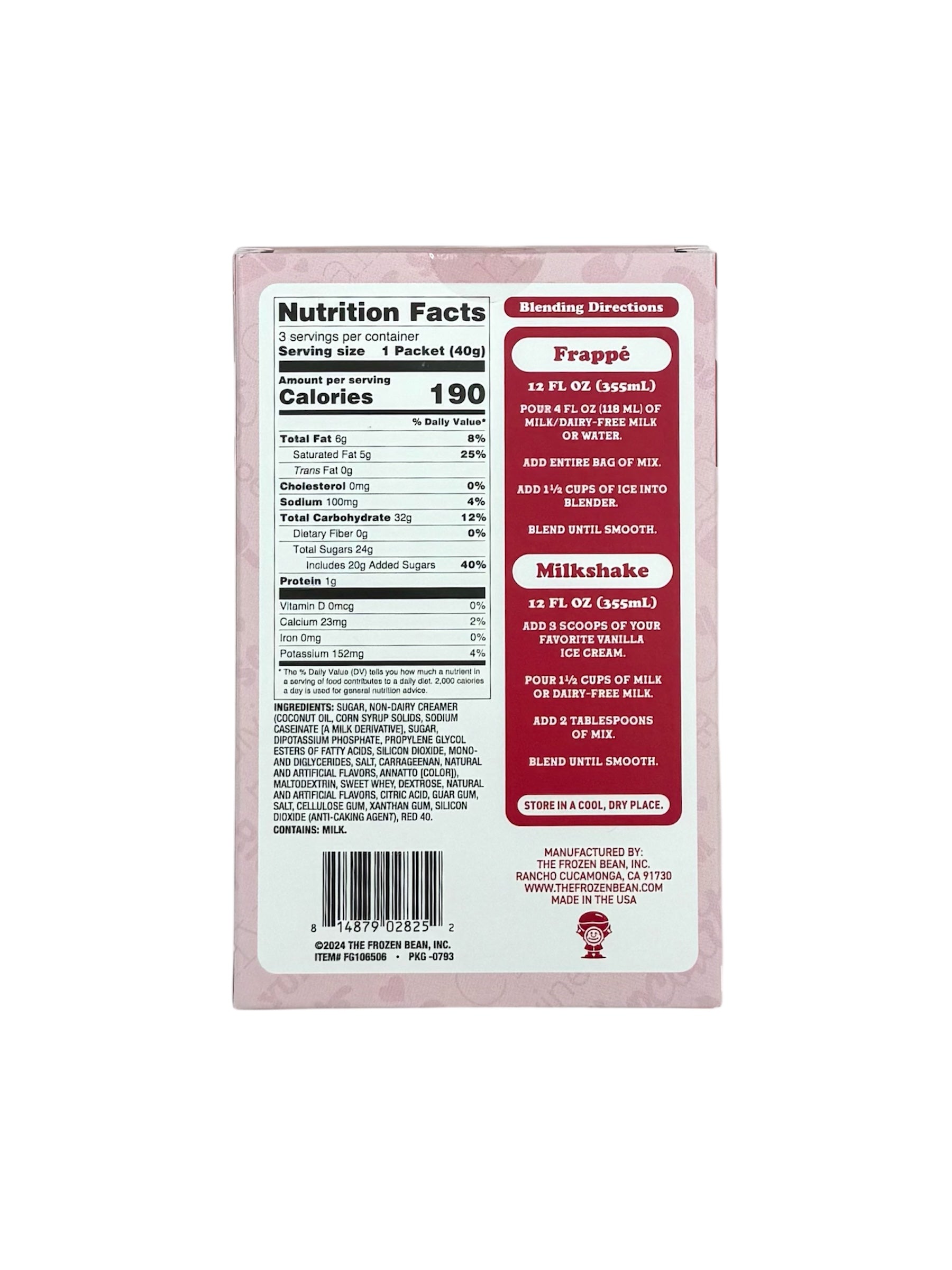 Frappe Drink Mix - 4.2 oz. Carton, Case of 8 Cartons.