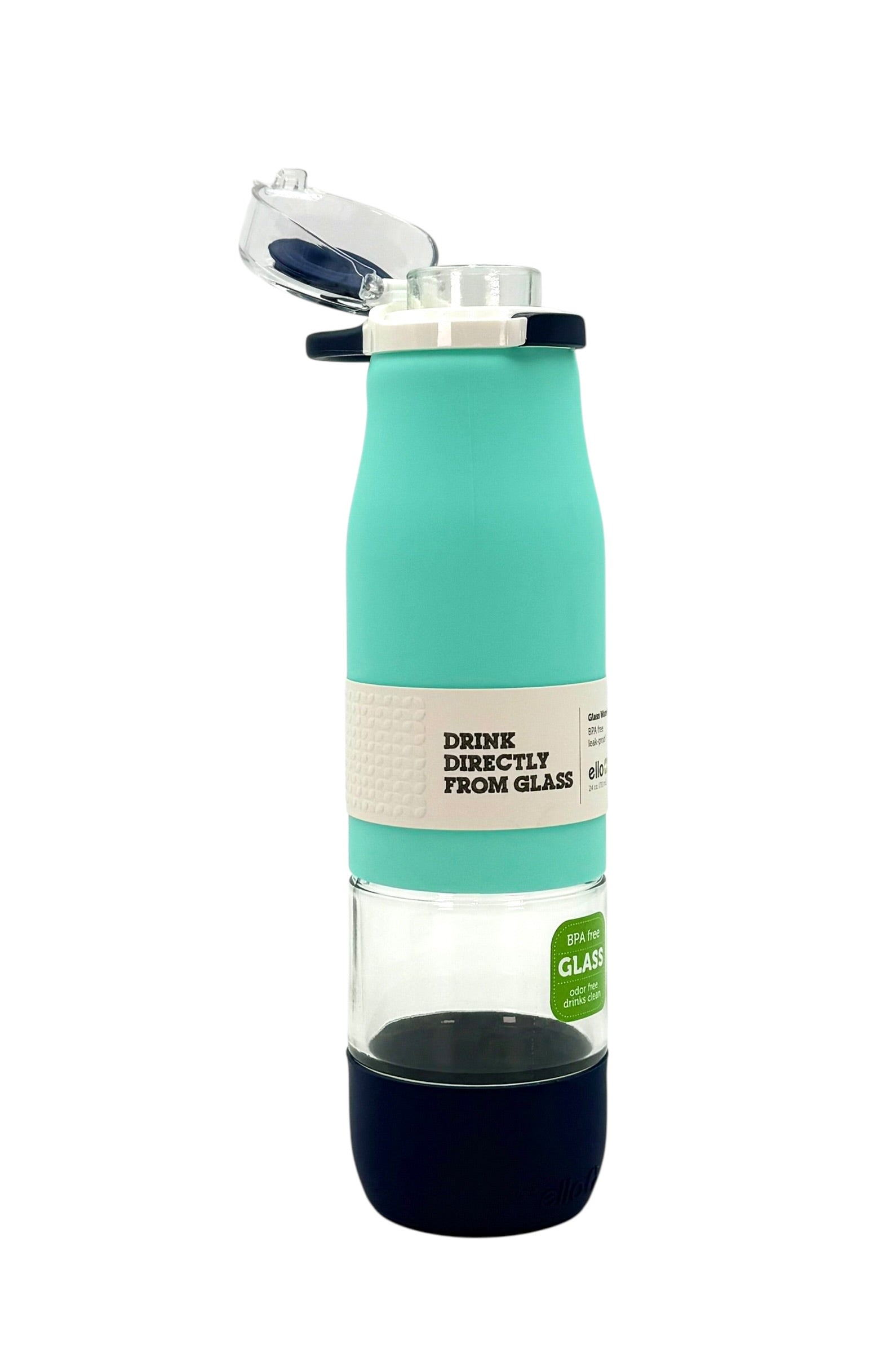 24 oz. Glass Water Bottles, Ello Brand - Case of 6