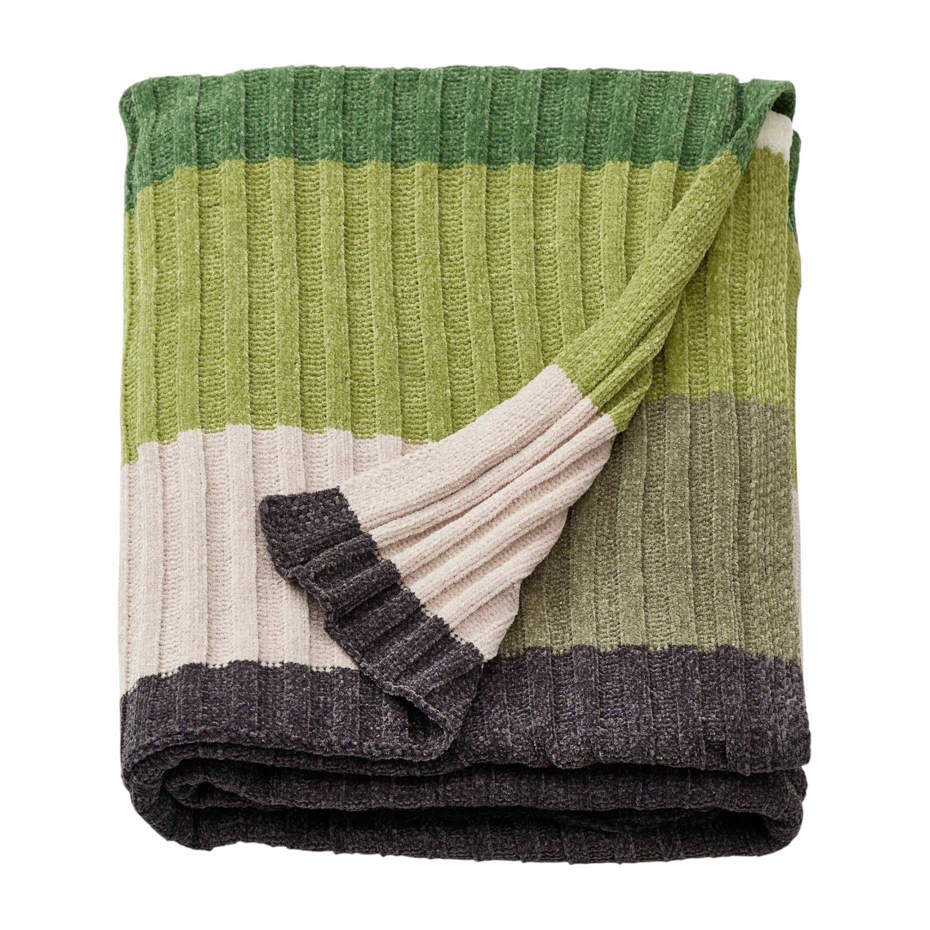 Throw Blanket, Green & Gray Striped - IKEA Fjälltrift