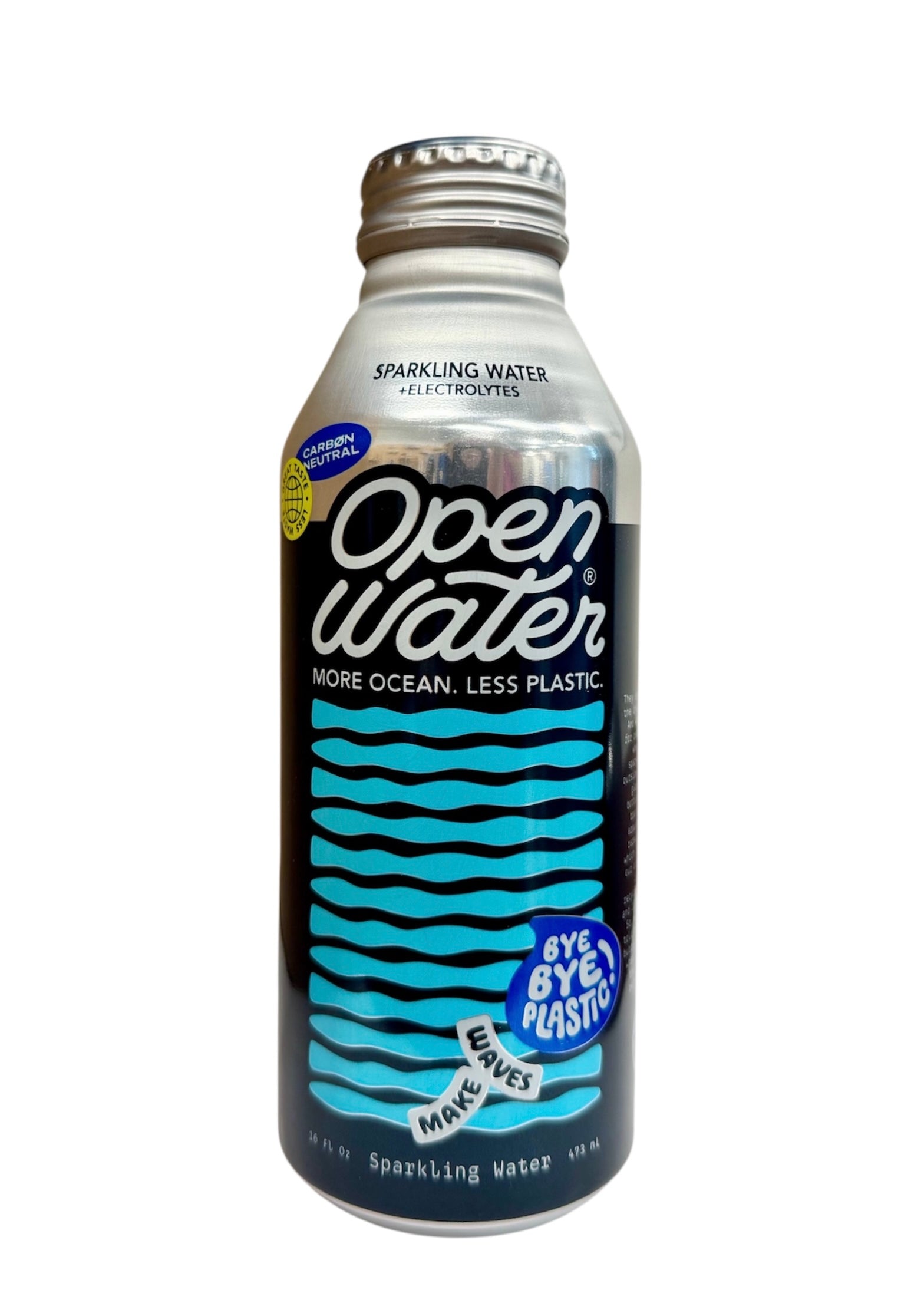 Sparkling Water with Electrolytes. Open Water Brand. 16 fl oz bottle. Case of 12 bottles.