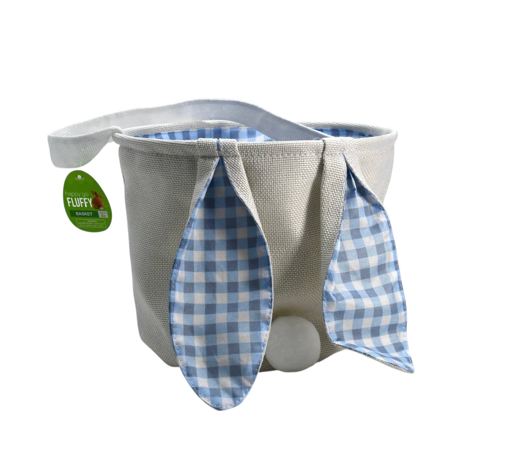 Soft Side Fabric Basket with Bunny Ears, Assorted Pink and Blue