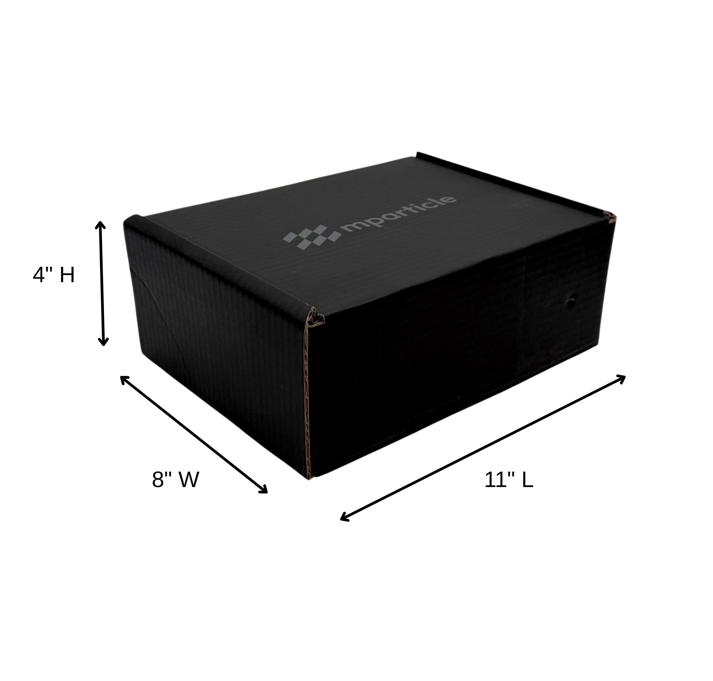 Flat-Pack Black Boxes, 8" x 11" x 4" - Bundle of 10 Boxes, mparticle Branded