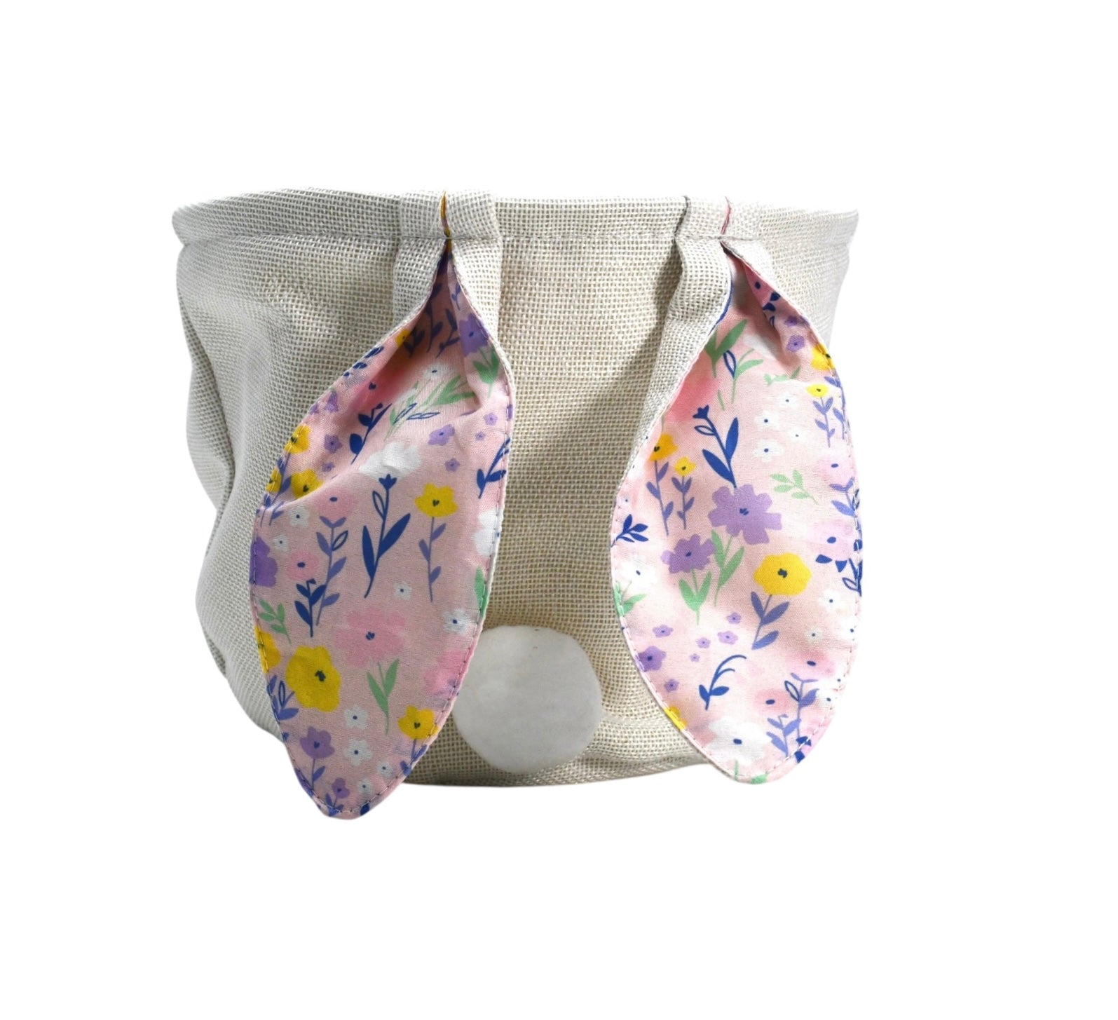 Soft Side Fabric Basket with Bunny Ears, Assorted Pink and Blue