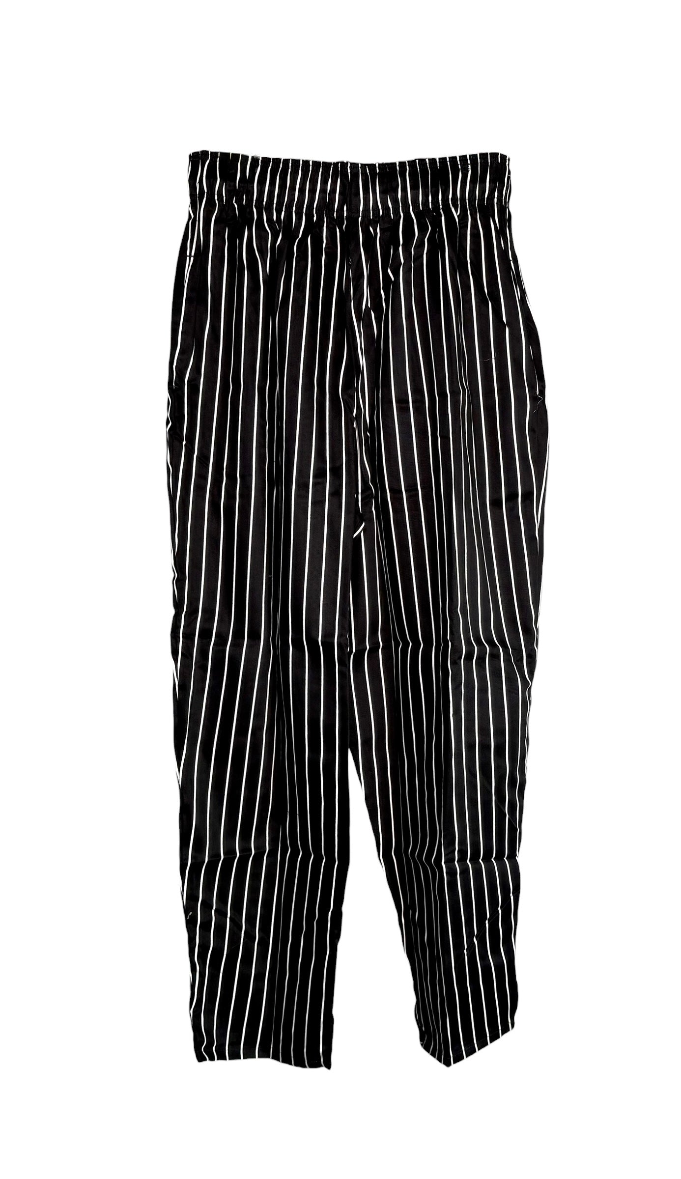 Black & White Striped Baggy Chef Pants, 100% Cotton - Bag of 6 Pairs