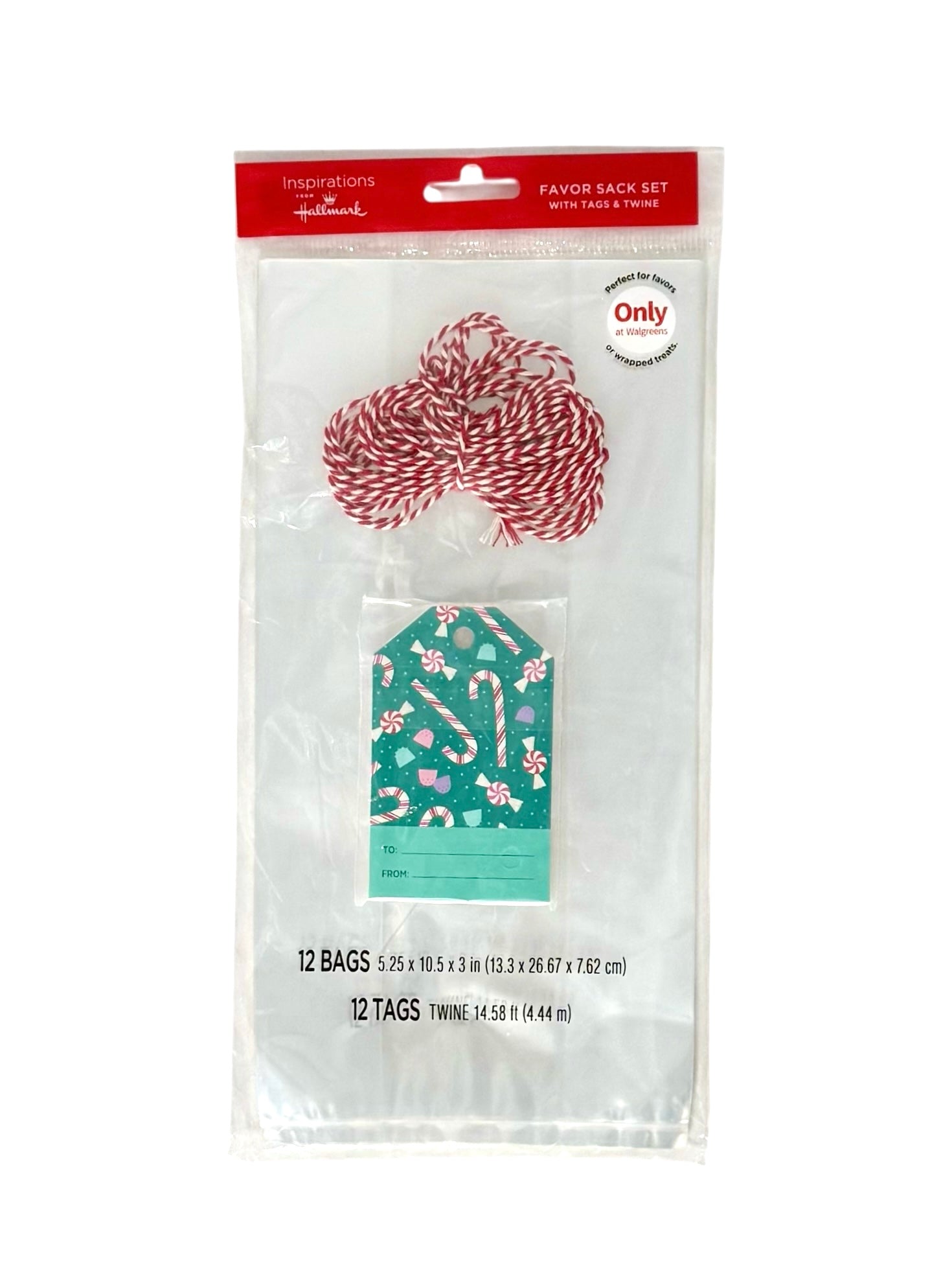 Holiday Favor Bags With Tags & Twine - Pack of 12 Bags