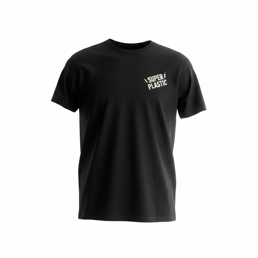 Short Sleeve Black Superplastic T-shirt, Crooked Logo