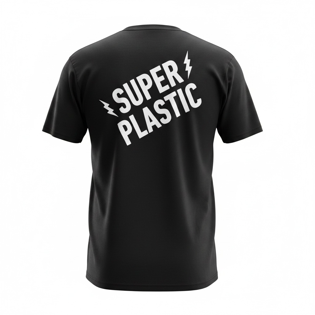 Short Sleeve Black Superplastic T-shirt, Crooked Logo