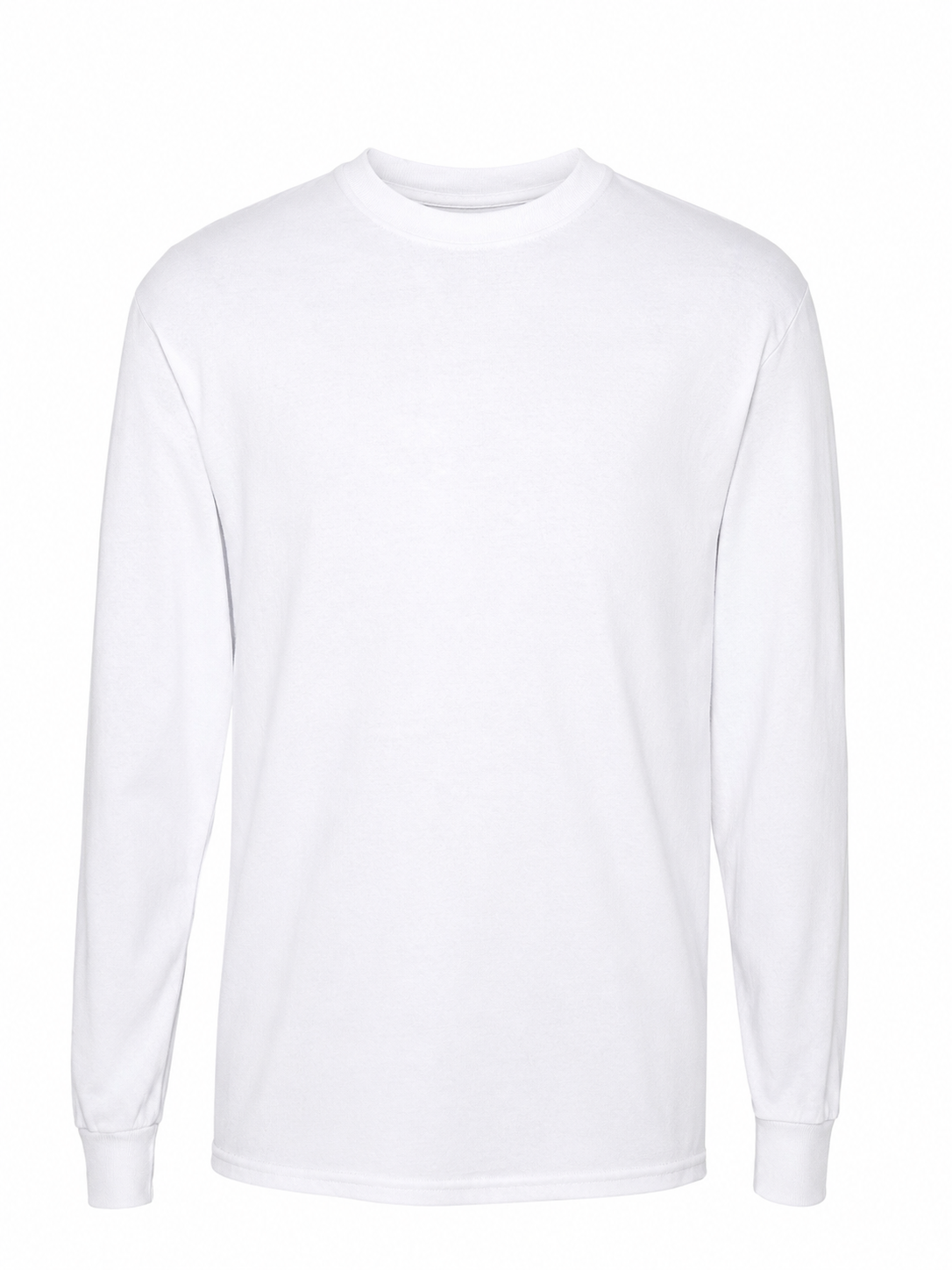 Long Sleeve Solid Color Cotton T-Shirt, Black or White