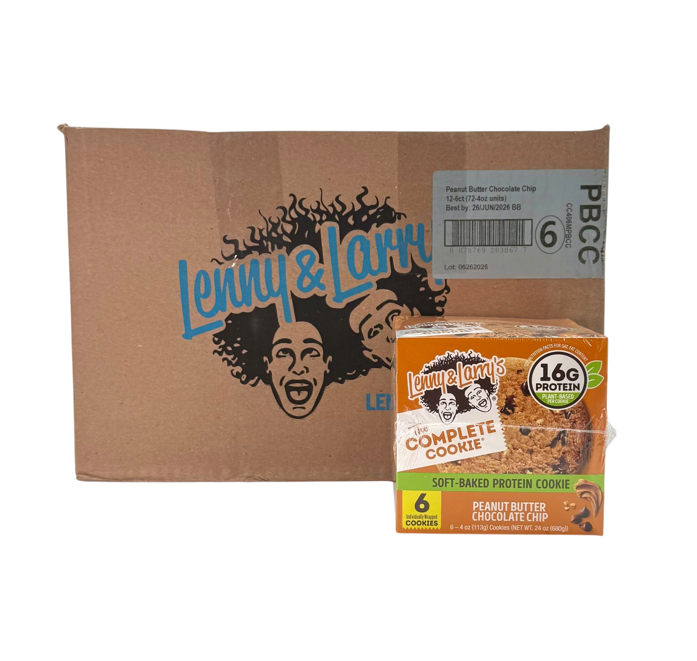 Lenny & Larry's Soft-Baked Protein Cookies, Peanut Butter Chocolate Chip - Pack of 6 Cookies, Case of 12 Packs