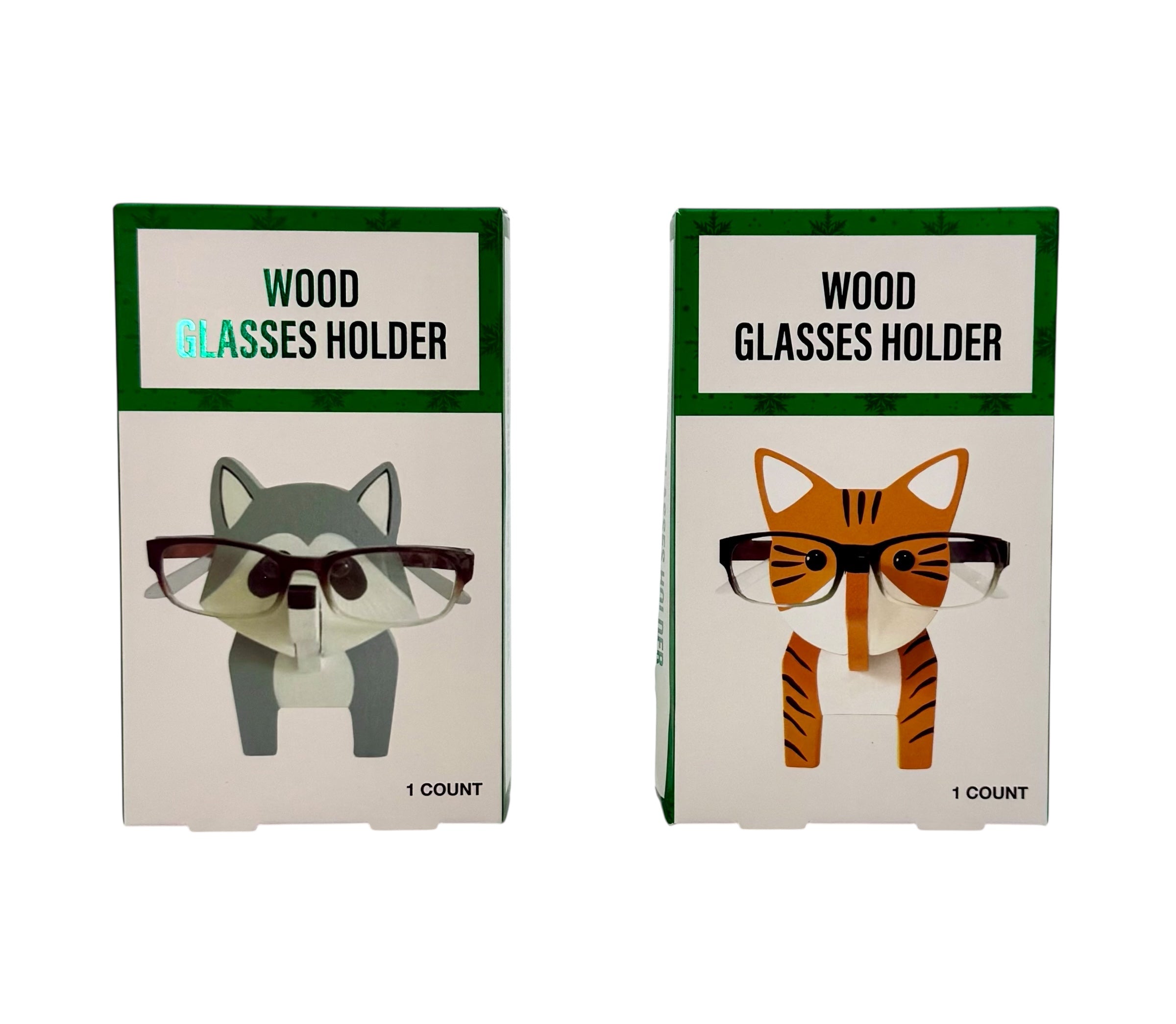Wood Glasses Holder, Assorted Animal Designs