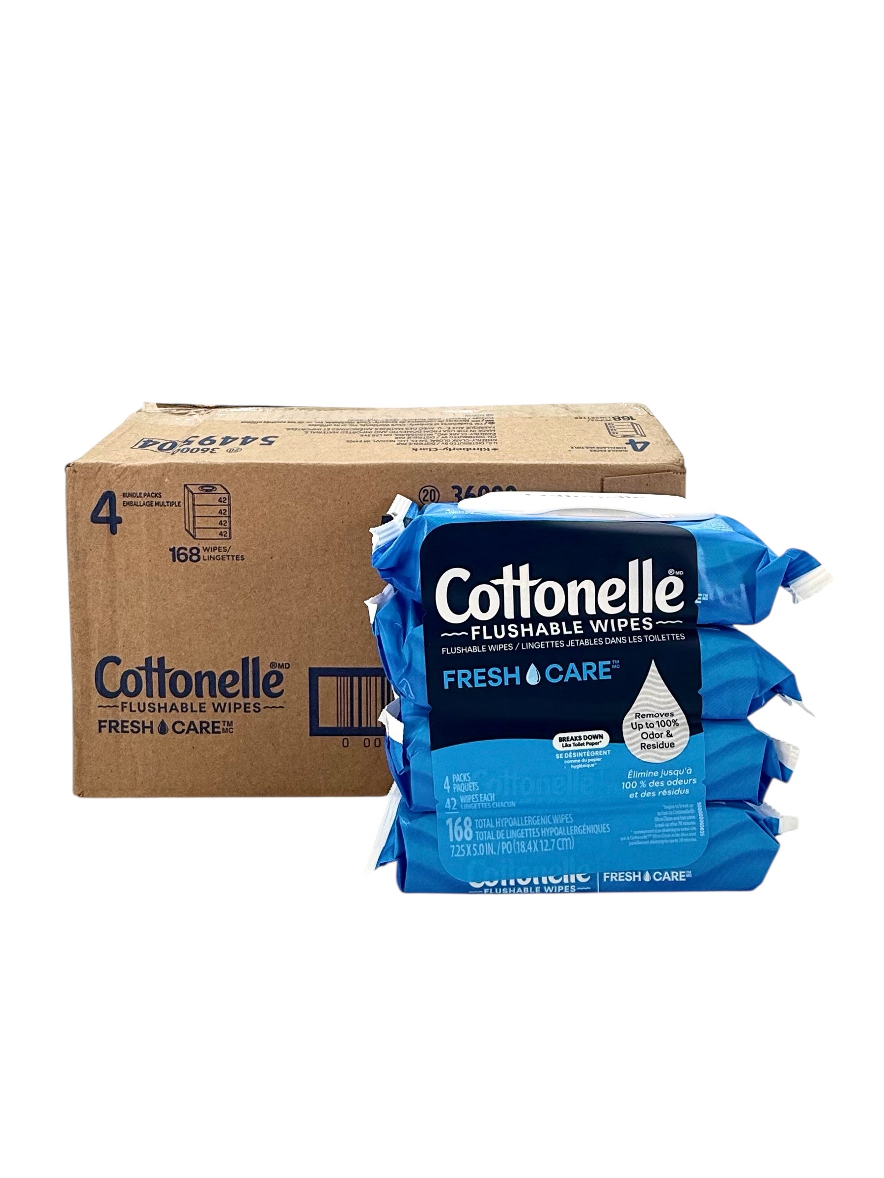 Cottonelle Flushable Wipes, Case of 672 Wipes