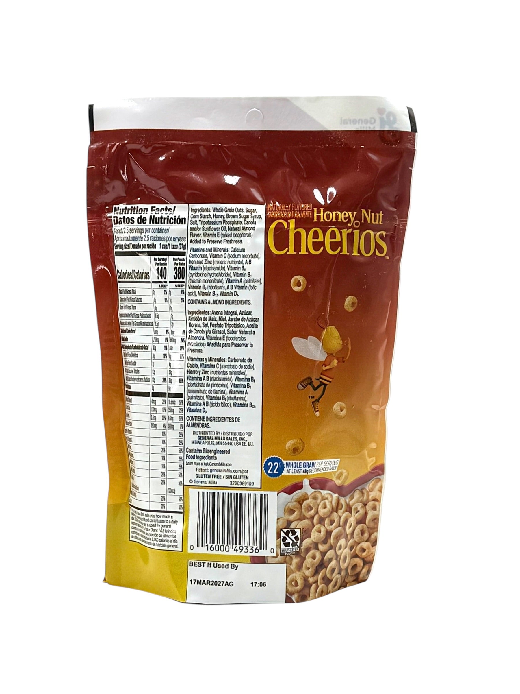 Honey Nut Cheerios - 3.5 oz. Bag, Case of 6 Bags