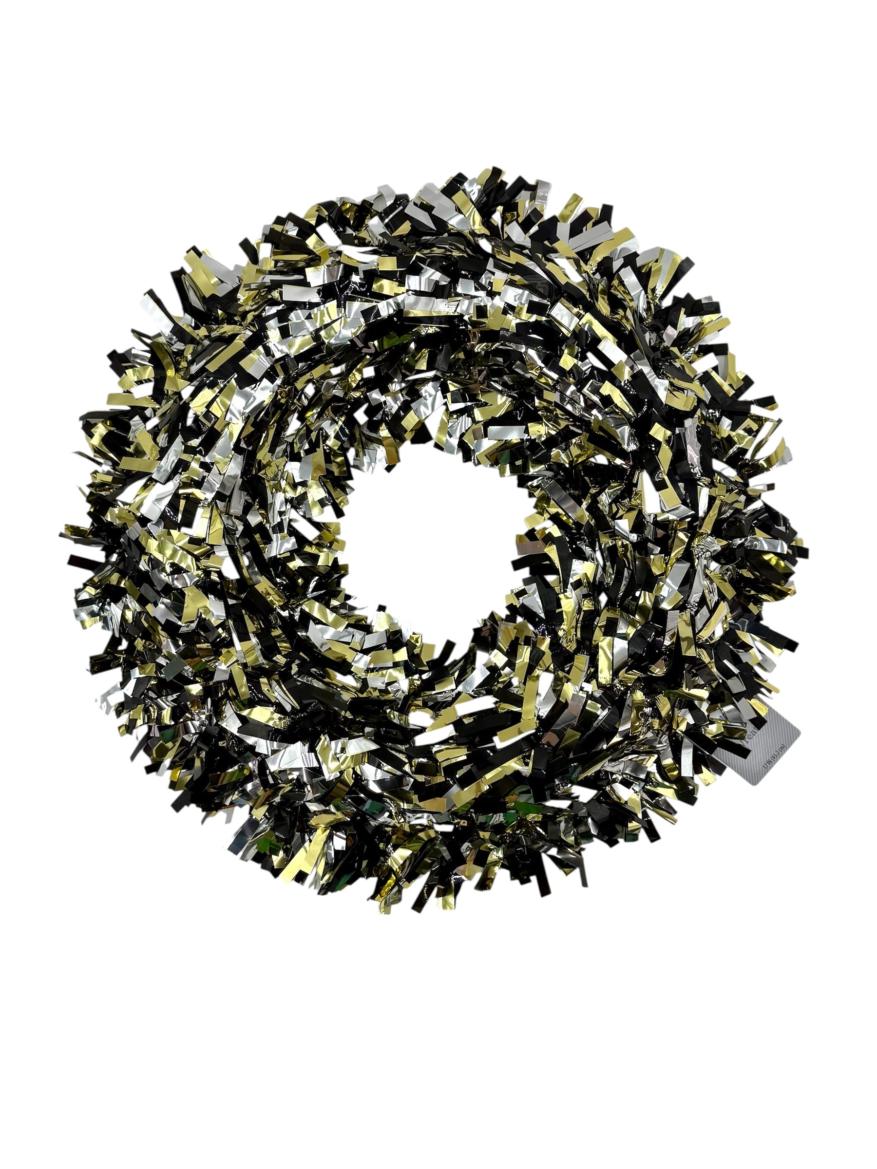 Tinsel Wreath, Black, Gold & Silver