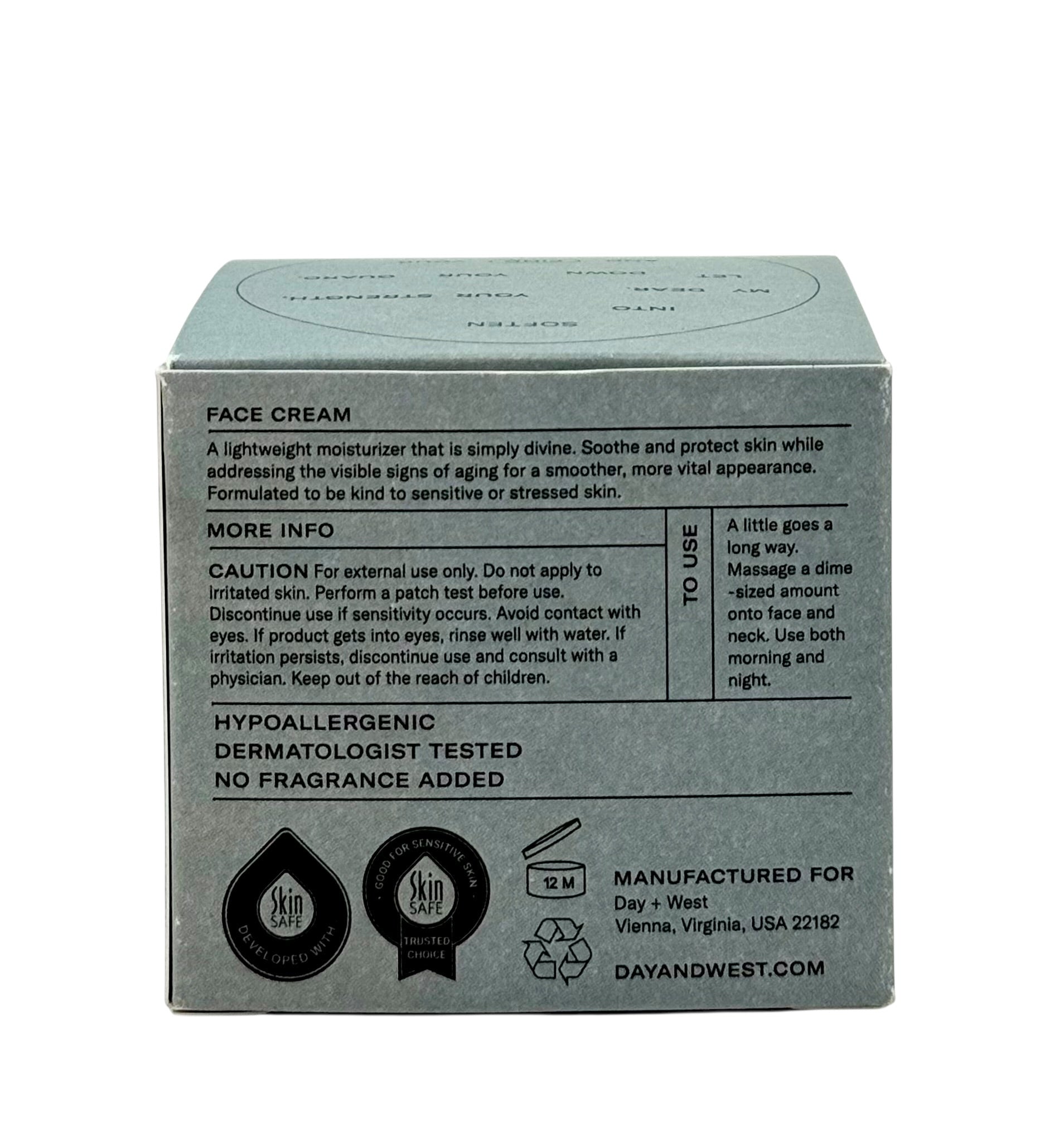 Day + West Gentle Armor Face Cream, 1.7 oz. Jar