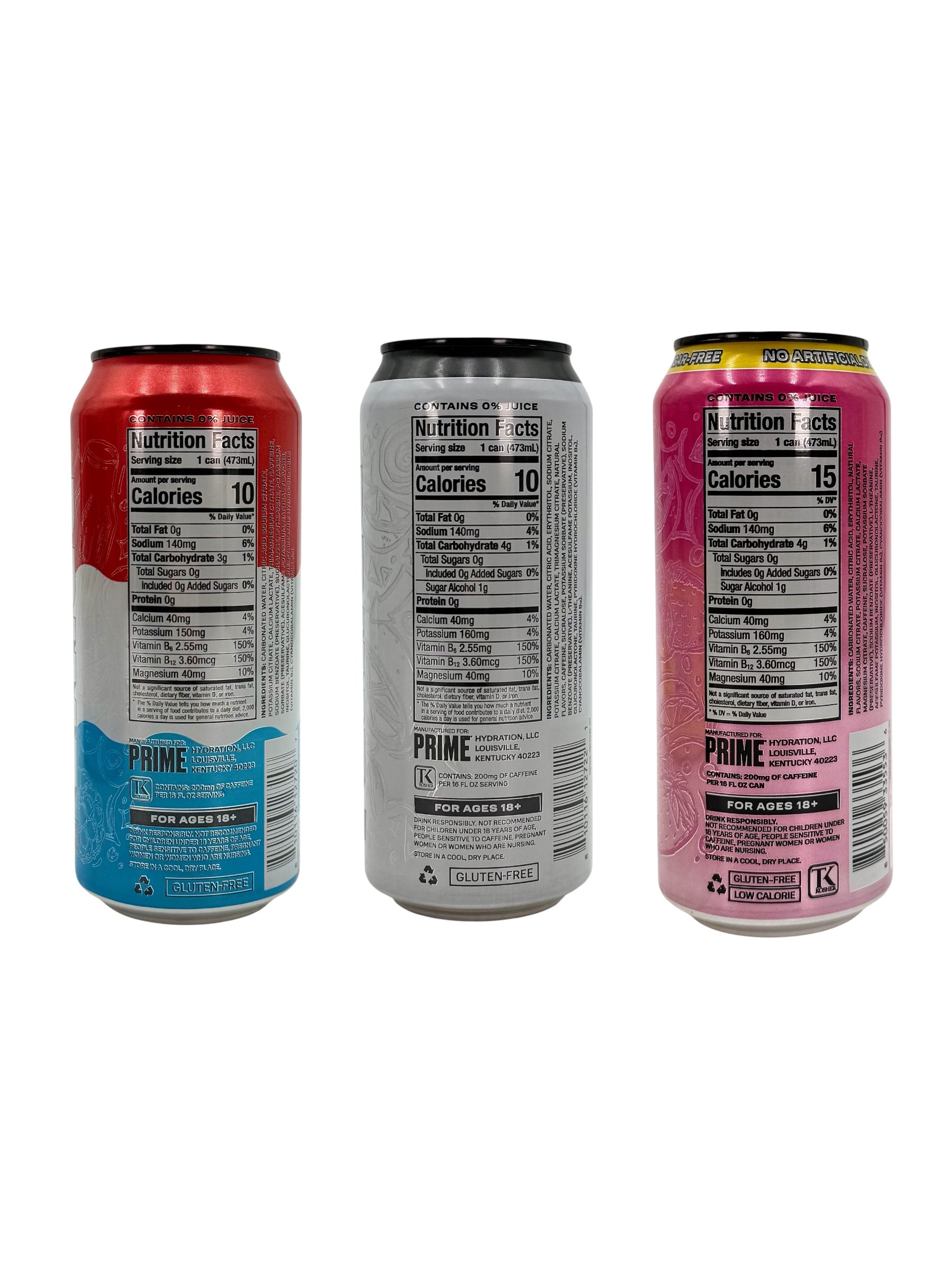 Prime Sugar Free Energy Drink, Various Flavors - 16 oz. Can, Case of 12 Cans