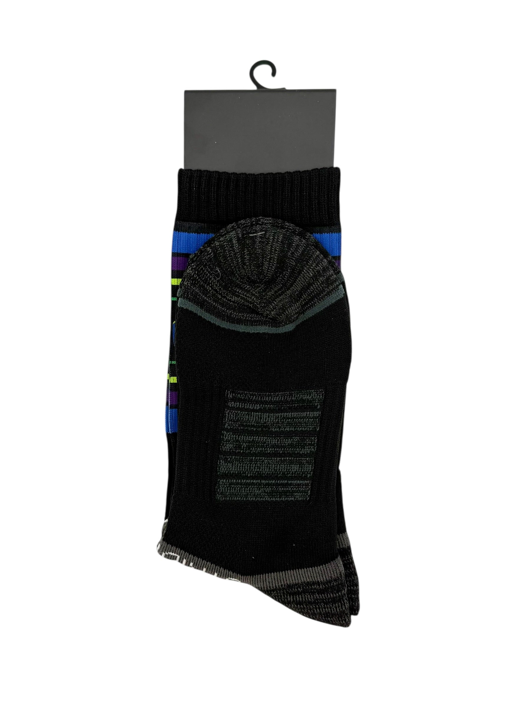 Strideline Premium Cushioned Crew Socks, Black with Geometric Design