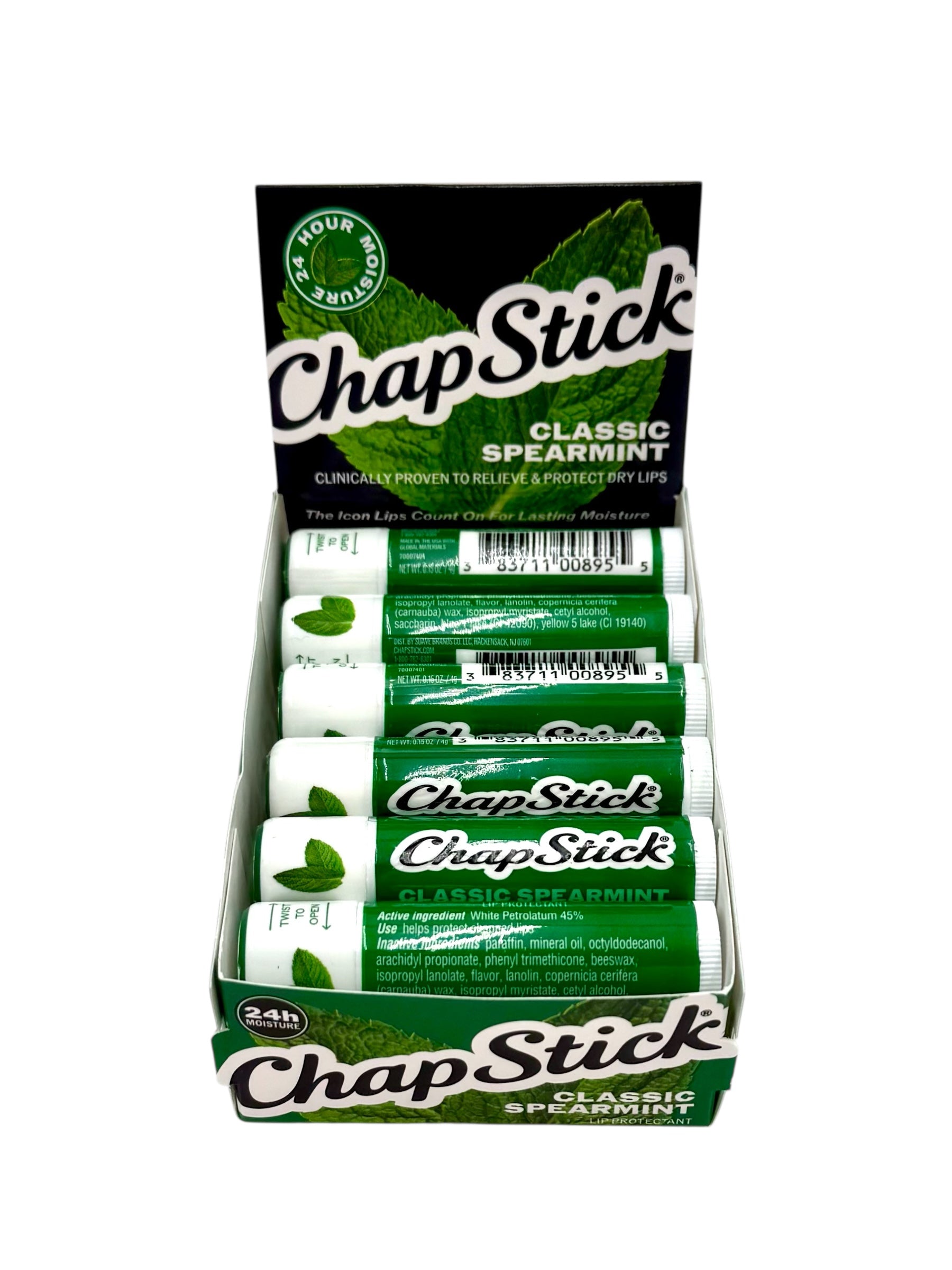 ChapStick Classic Spearmint - 0.15 Oz Tube, Pack of 12 Tubes