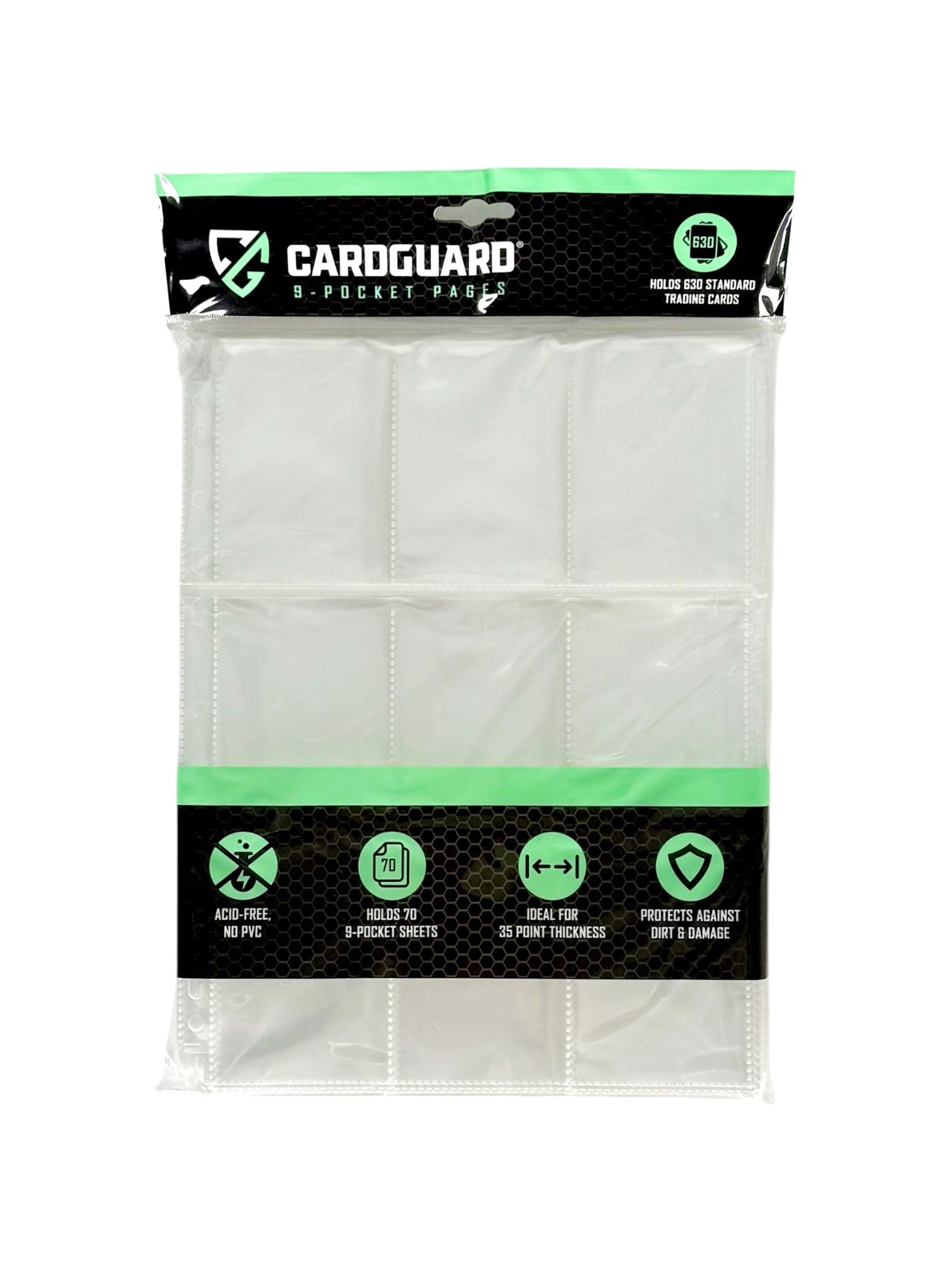 Cardguard 9-Pocket Binder Pages, Pack of 70 Sheets