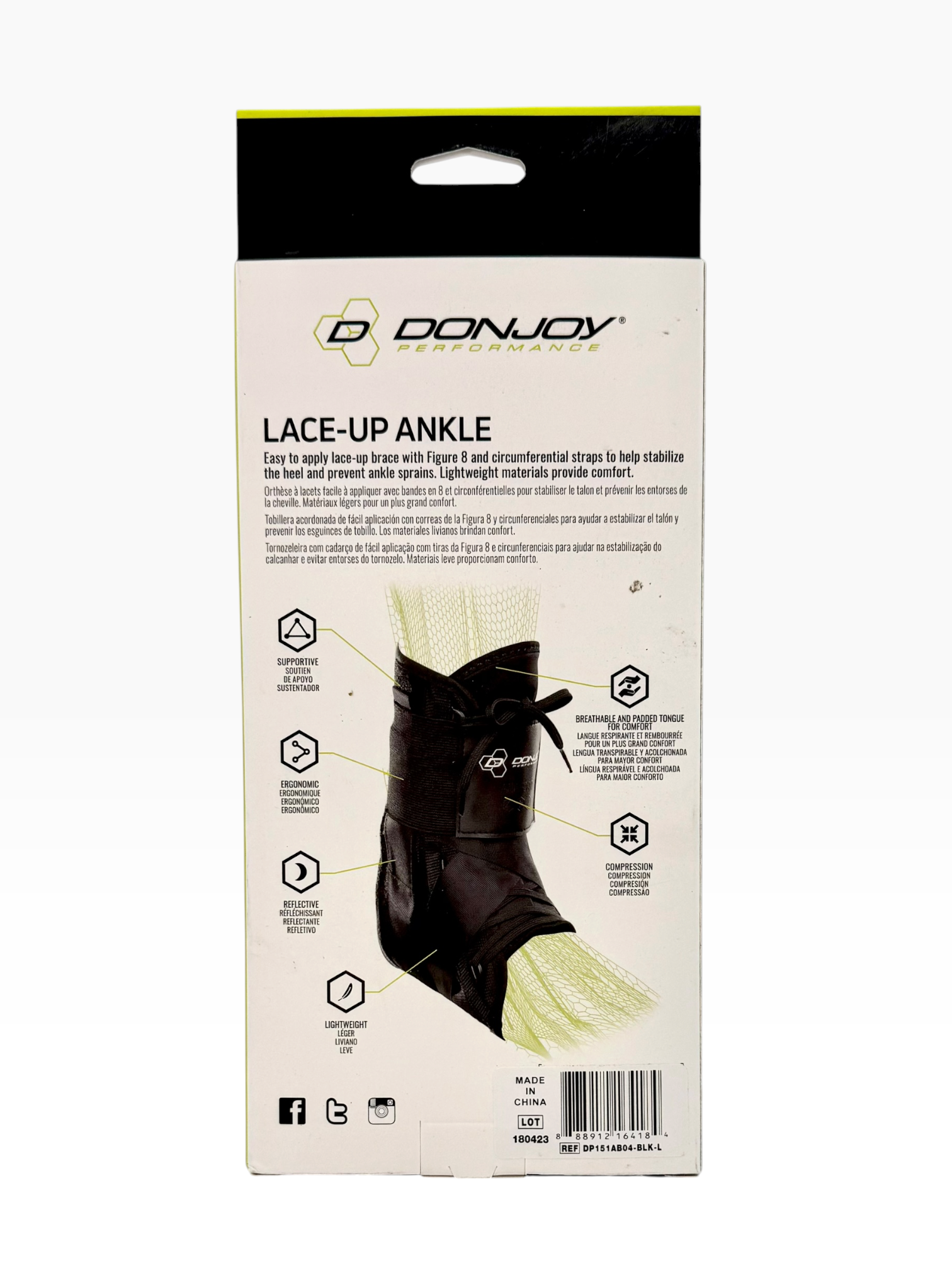 Donjoy Lace-Up Ankle Brace, Size L
