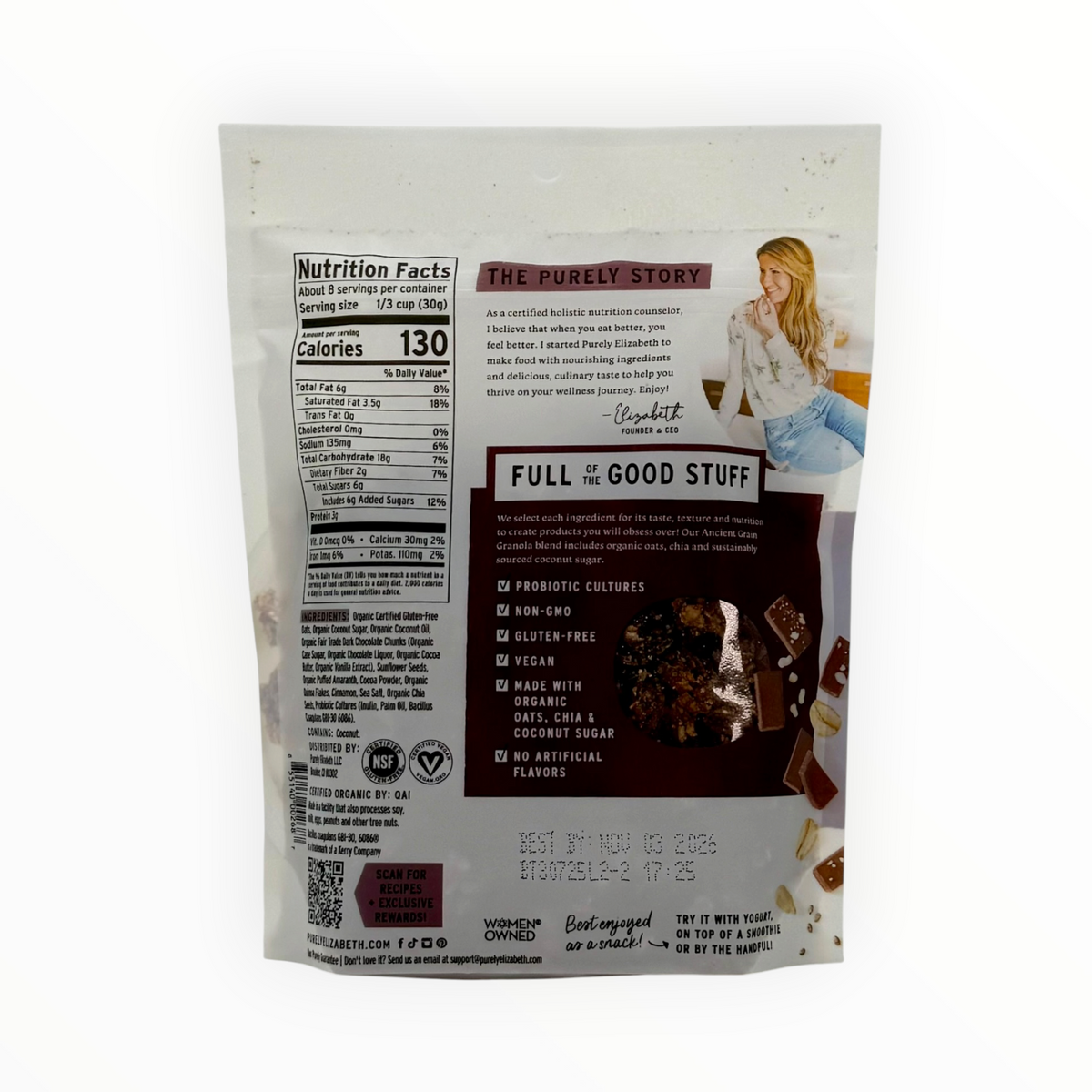 Chocolate Sea Salt Ancient Grain Granola, Purely Elizabeth