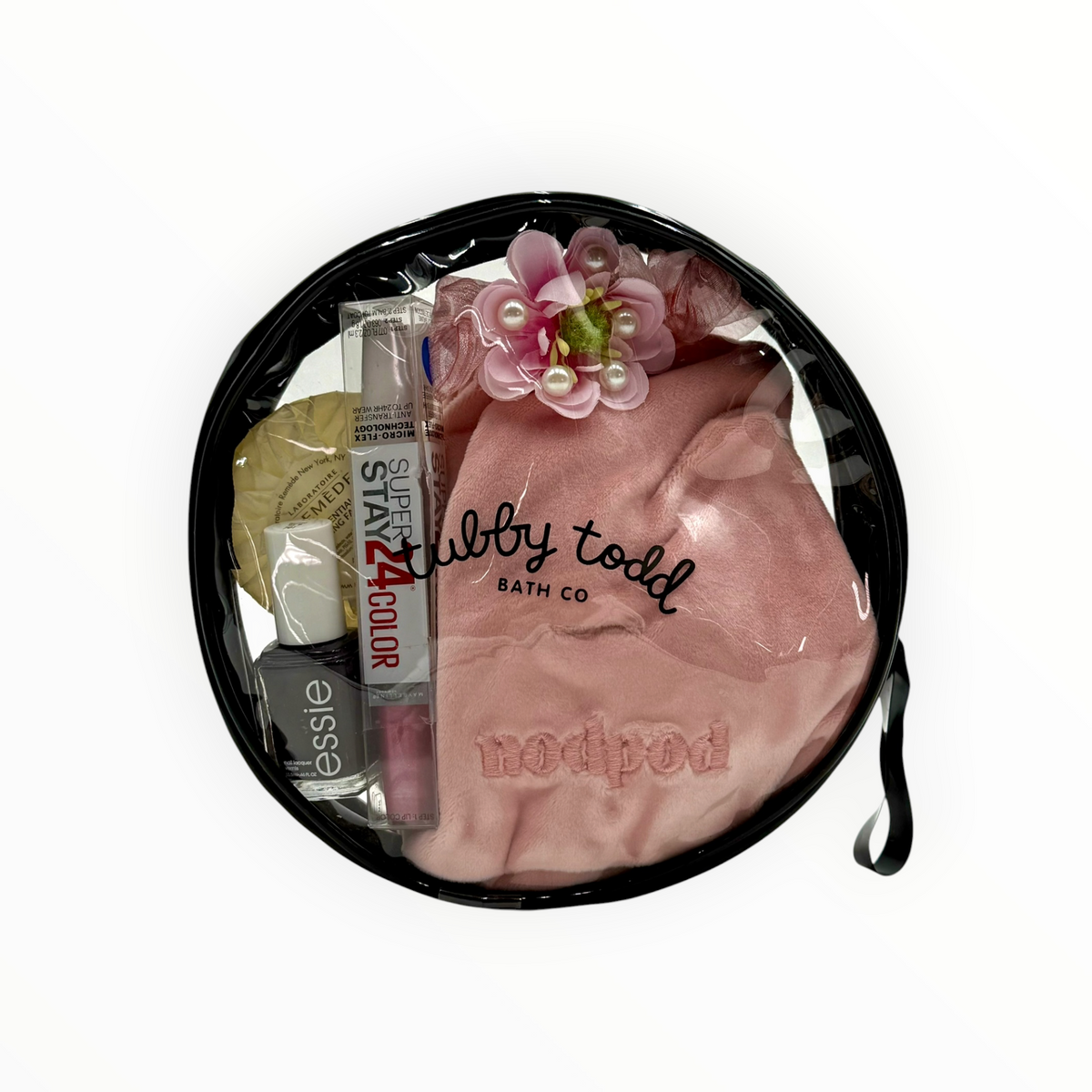 7 Inch Round Clear Zipper Pouch, Tubby Todd Branded
