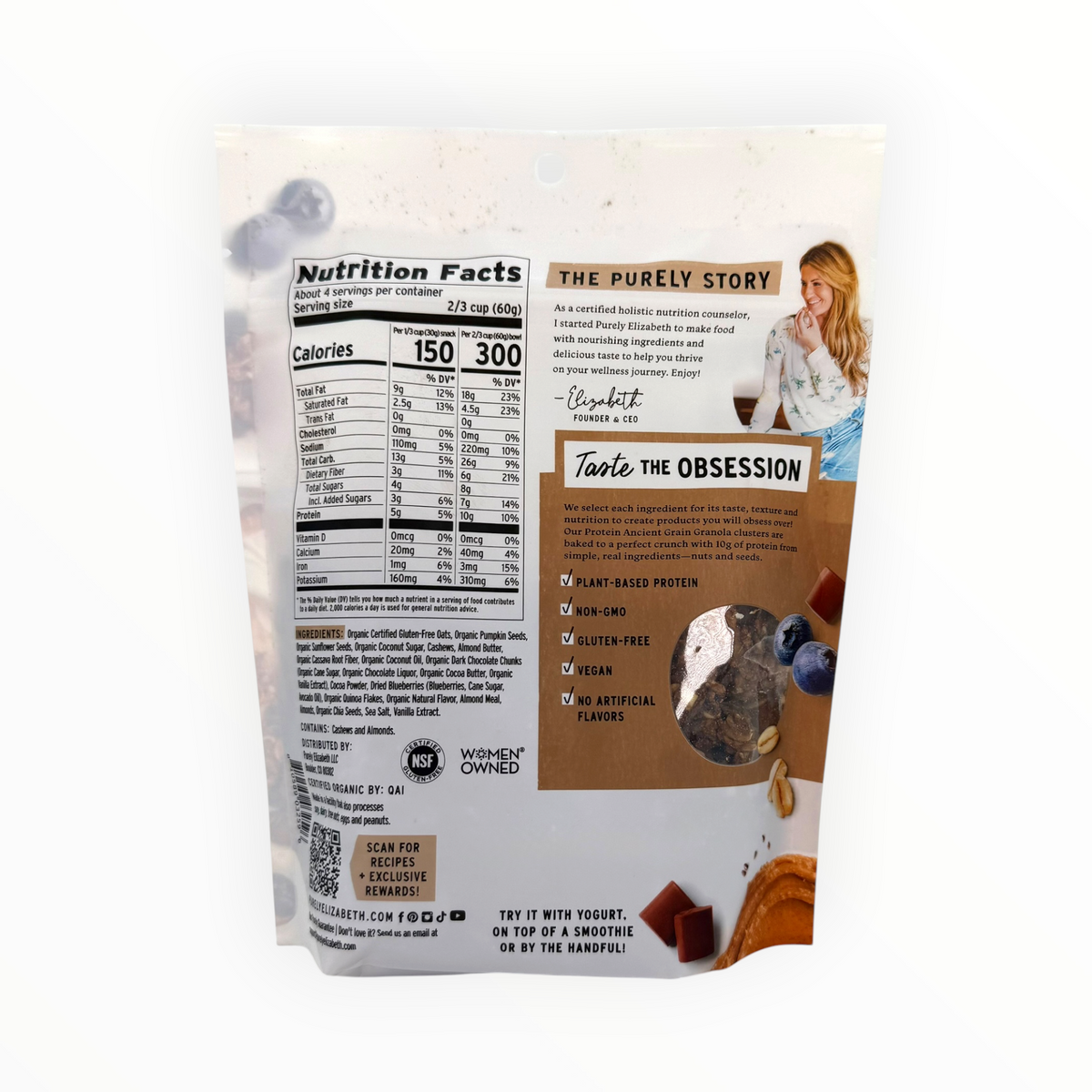 Dark Chocolate Blueberry Protein Ancient Grain Granola, Purely Elizabeth