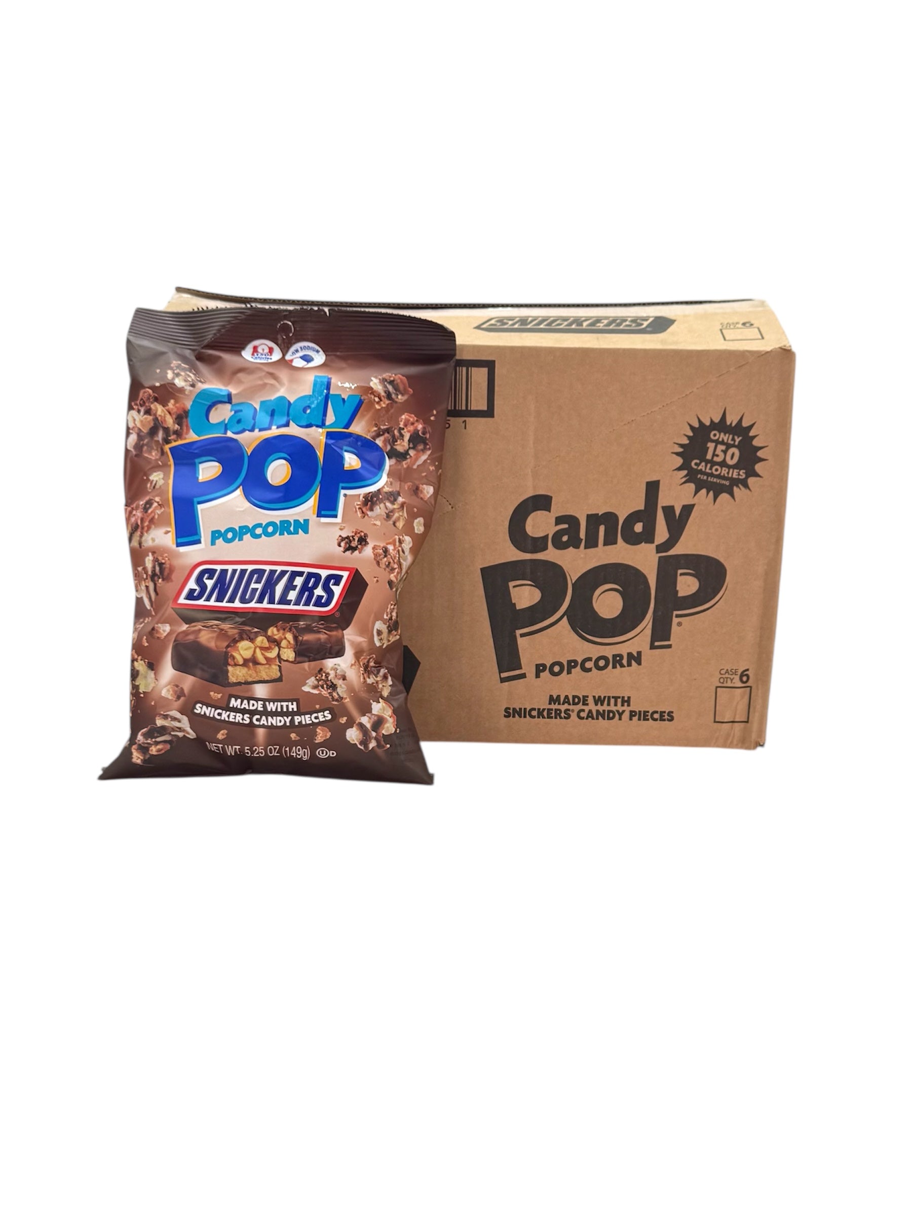 Candy Pop Snickers Popcorn, 5.25 oz. Bag, Case of 6 Bags