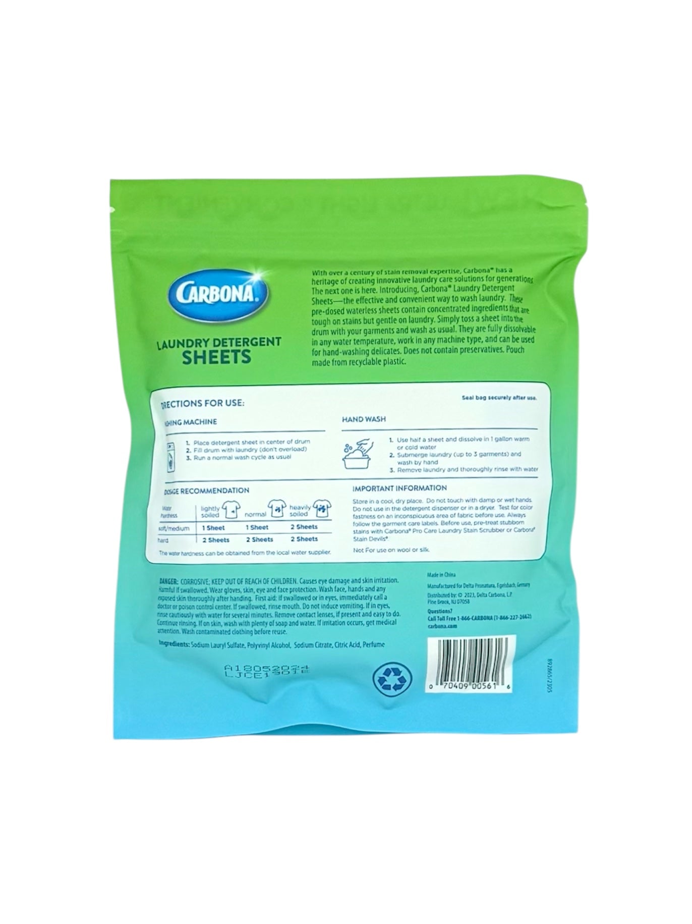 Carbona Laundry Detergent Sheets