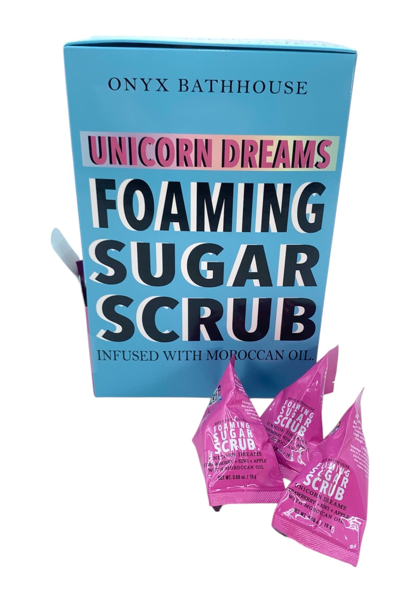 Foaming Scrub Mini Packet. 0.68 oz packet. Box of 34 packets. Case of 2 boxes.