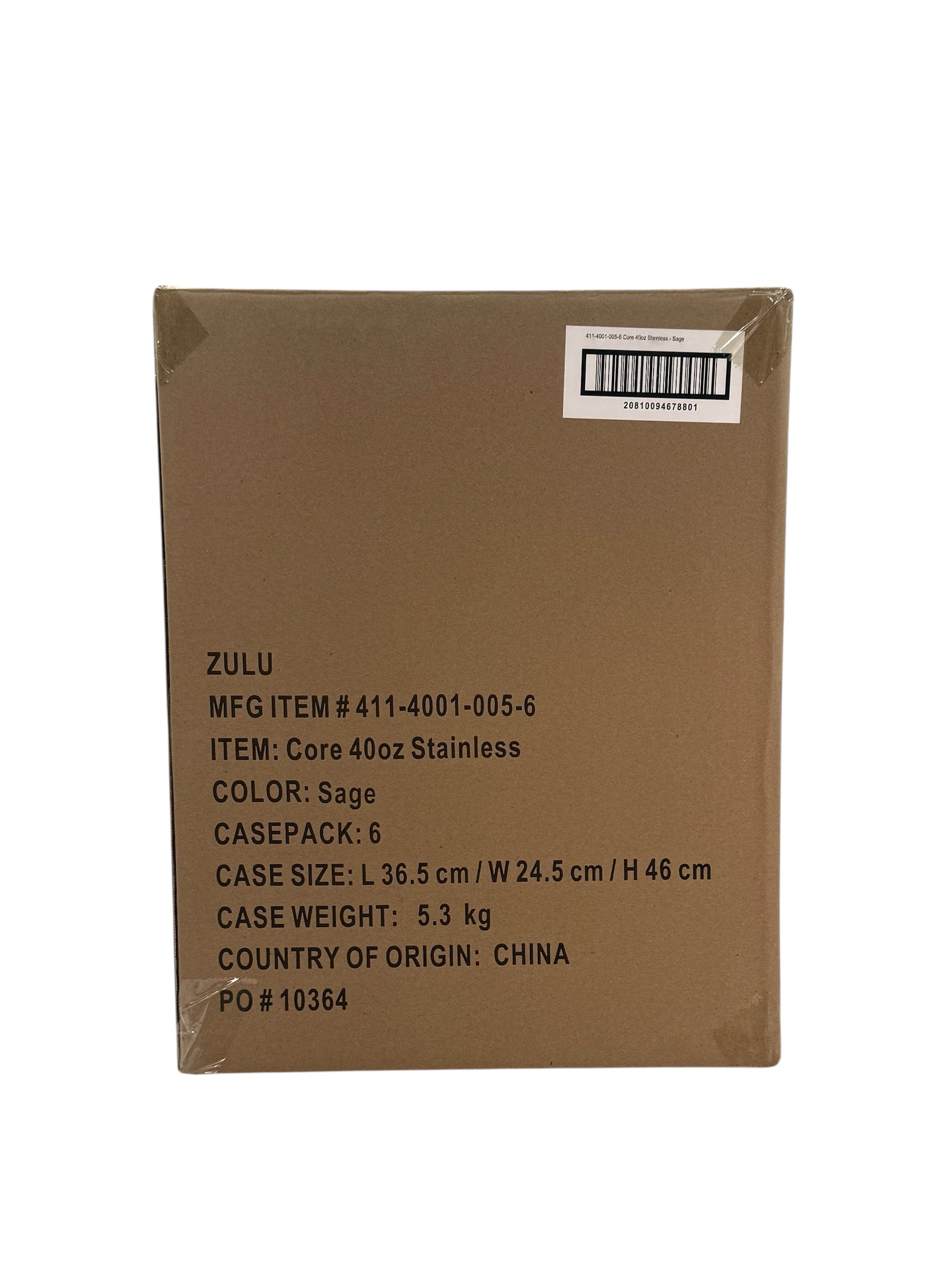 40 oz. Stainless Steel Water Bottle, Zulu Base - Case of 6