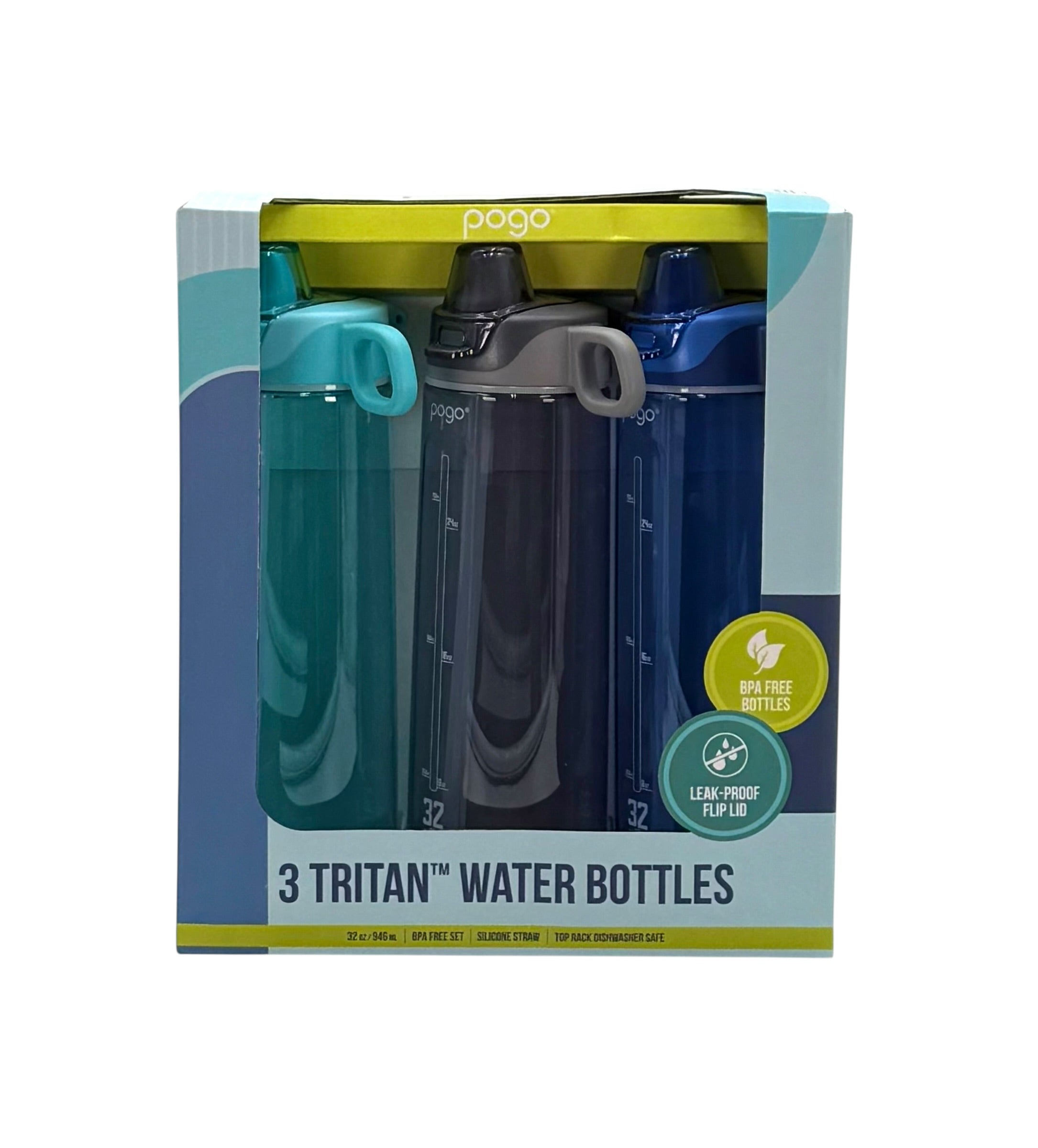 32 oz. Tritan Water Bottle with Straw, Pogo Brand - Pack of 3