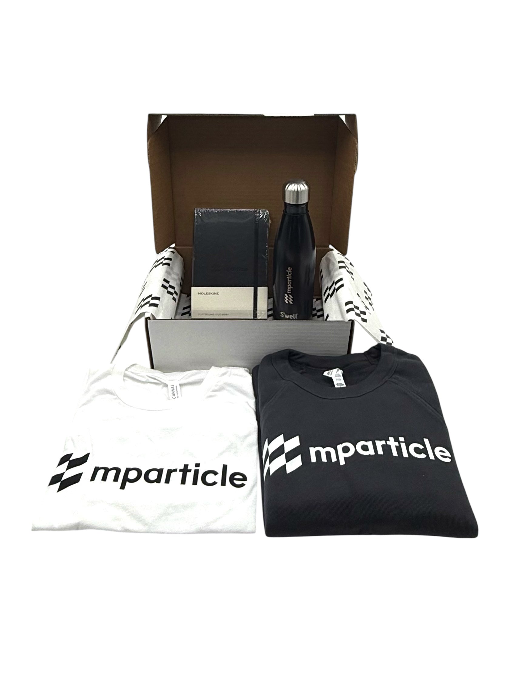 Gift Box - S'well Water Bottle, Moleskine Journal, Sweatshirt & T-Shirt, mparticle Branded