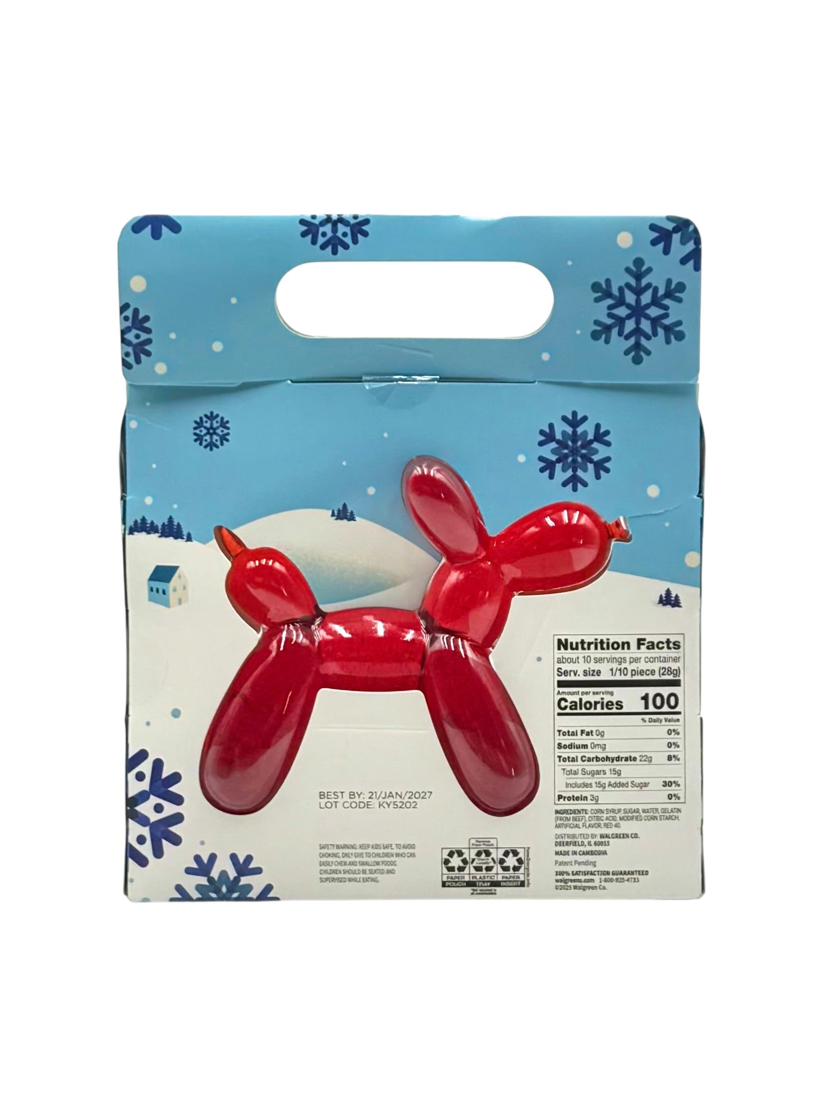 Gummy Candy Balloon Dog, Strawberry Flavored - 10.05 oz.