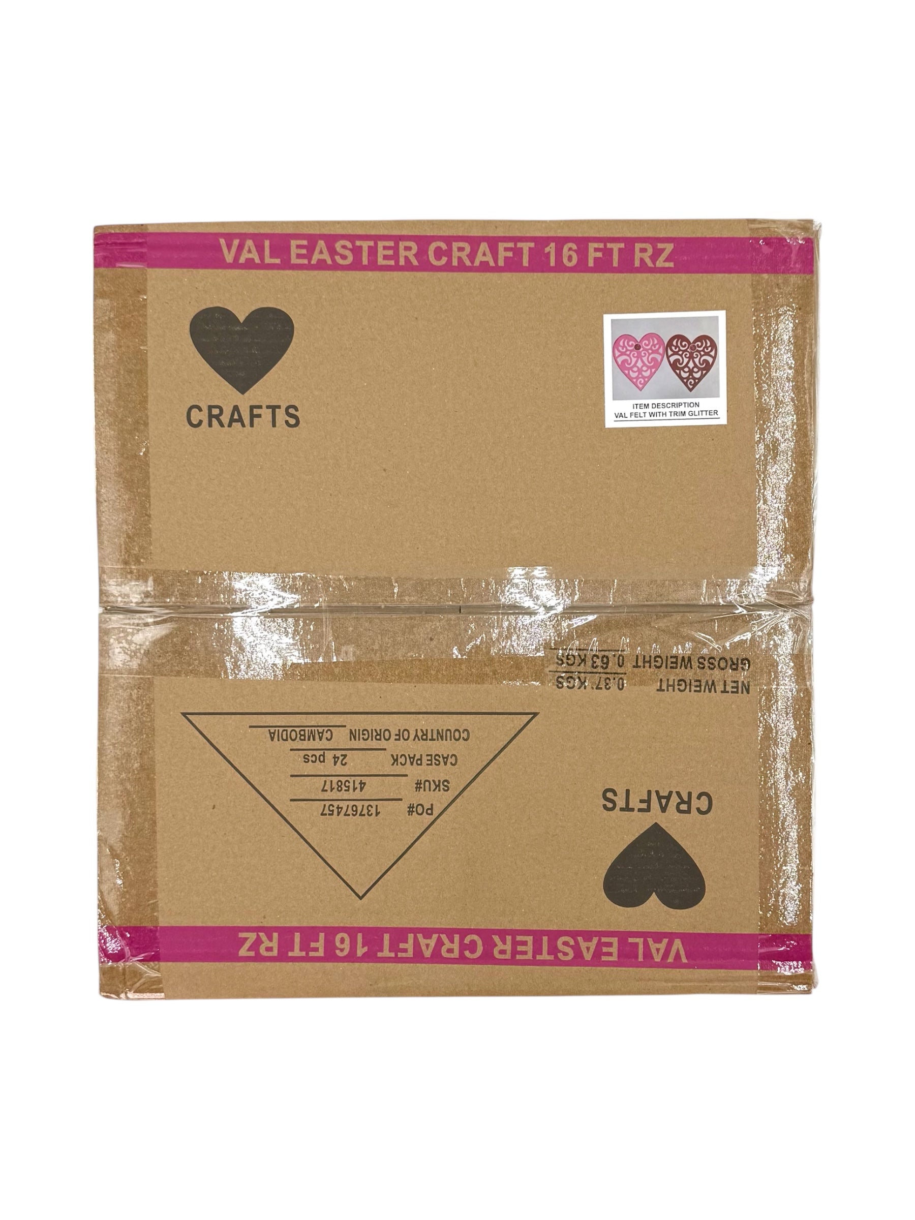 Red & Pink Felt Hearts - Case of 24