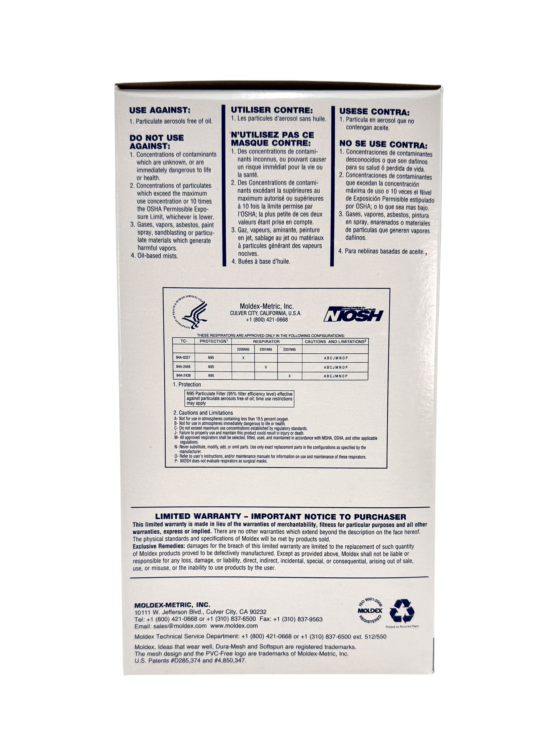 N95 Respirator Masks, Moldex Brand